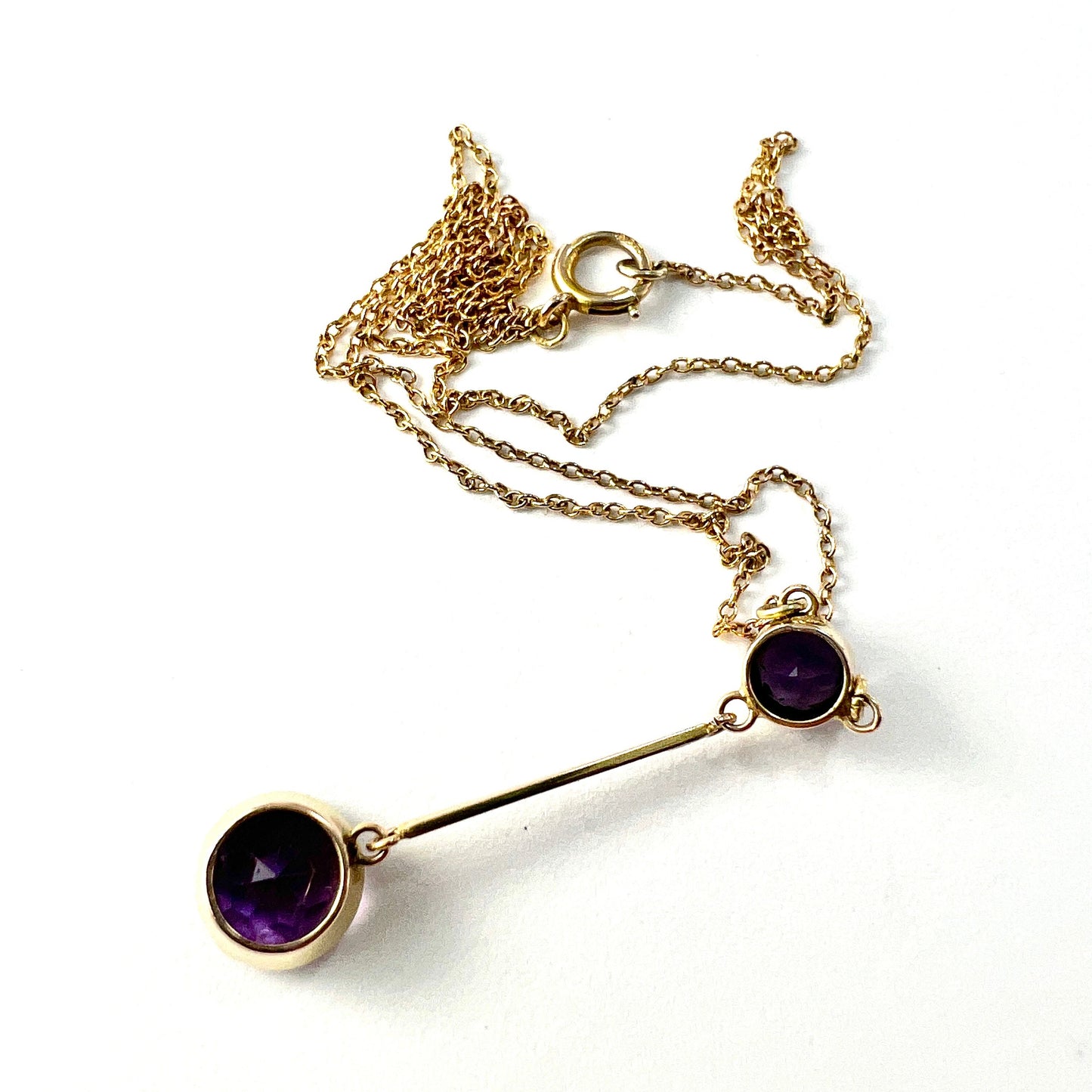 Edwardian Gold Amethyst Drop Necklace