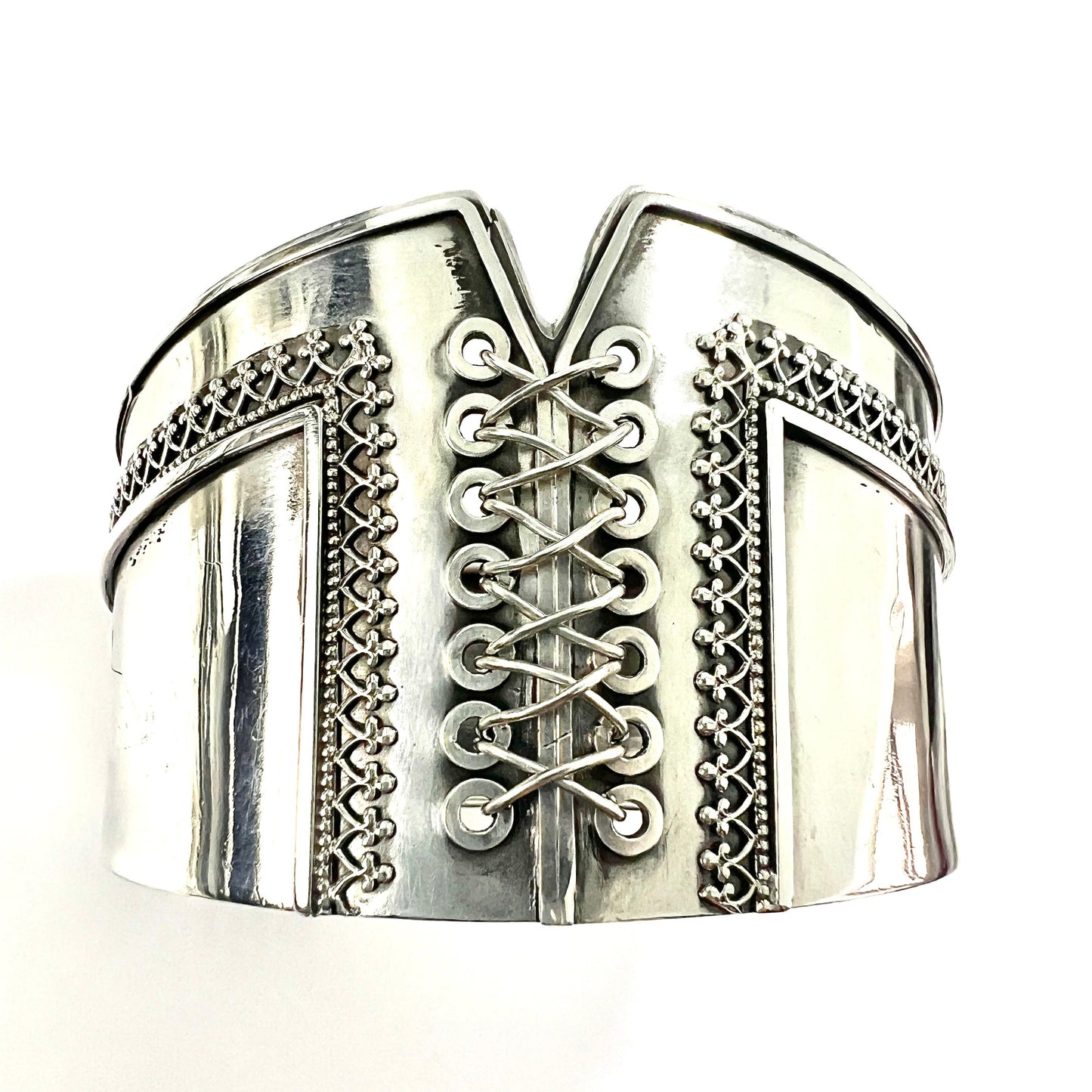 Rare Victorian Sterling Silver Corset Bangle