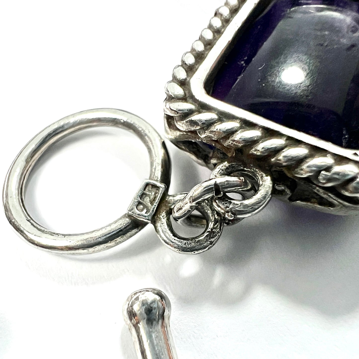 Vintage Chunky Fluorite Silver Panel Bracelet