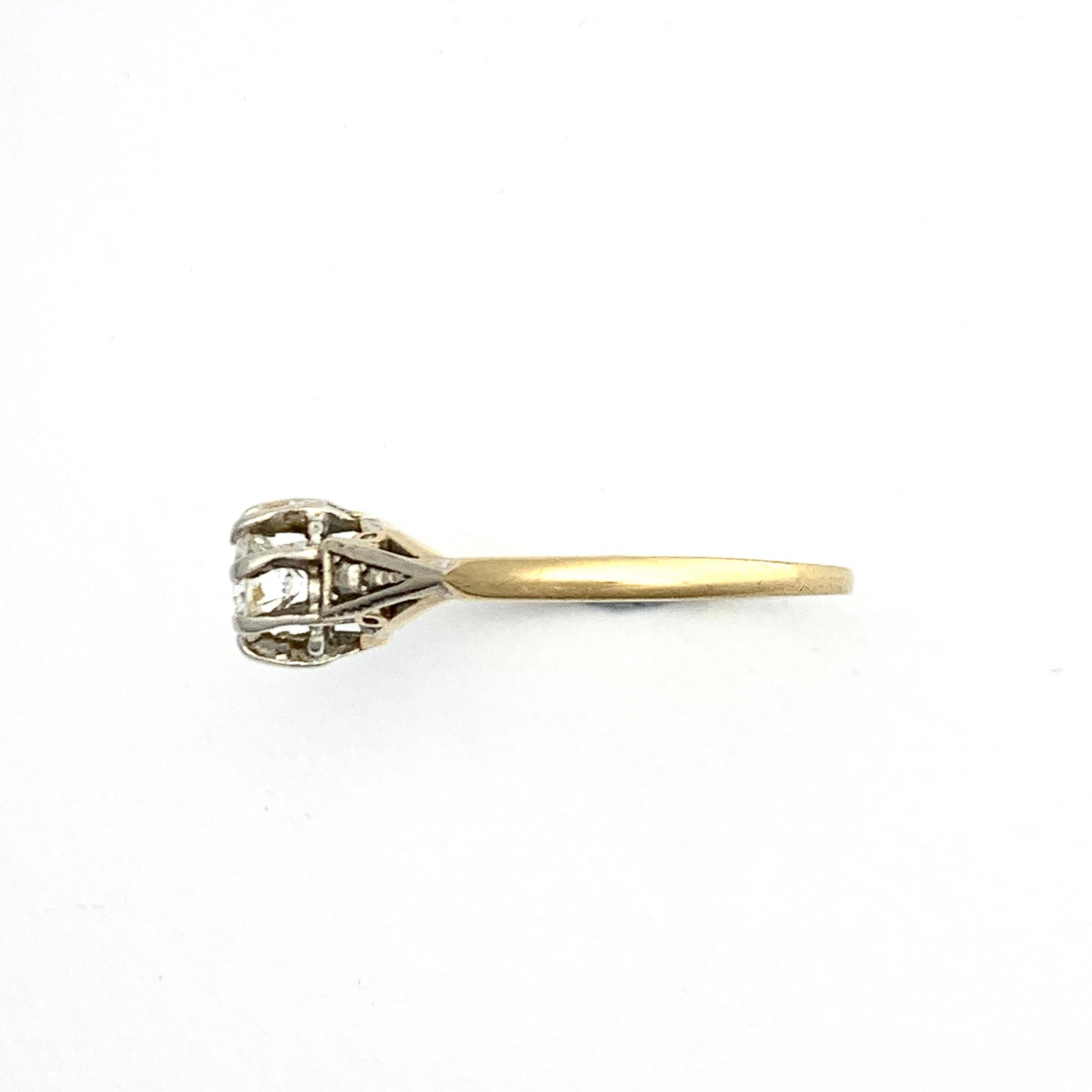 Vintage Diamond Solitaire Engagement Ring in 18CT Gold and Platinum