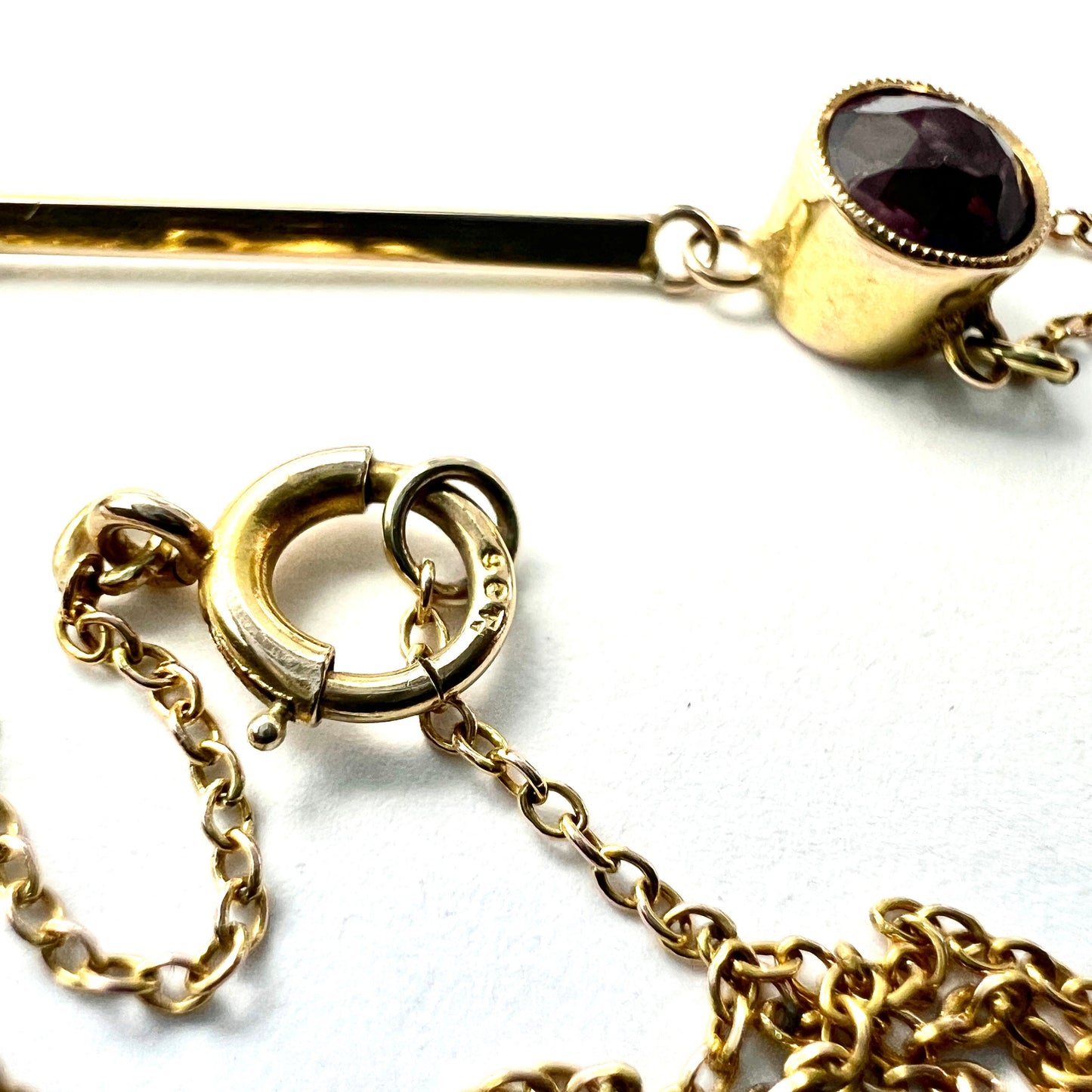 Edwardian Gold Amethyst Drop Necklace