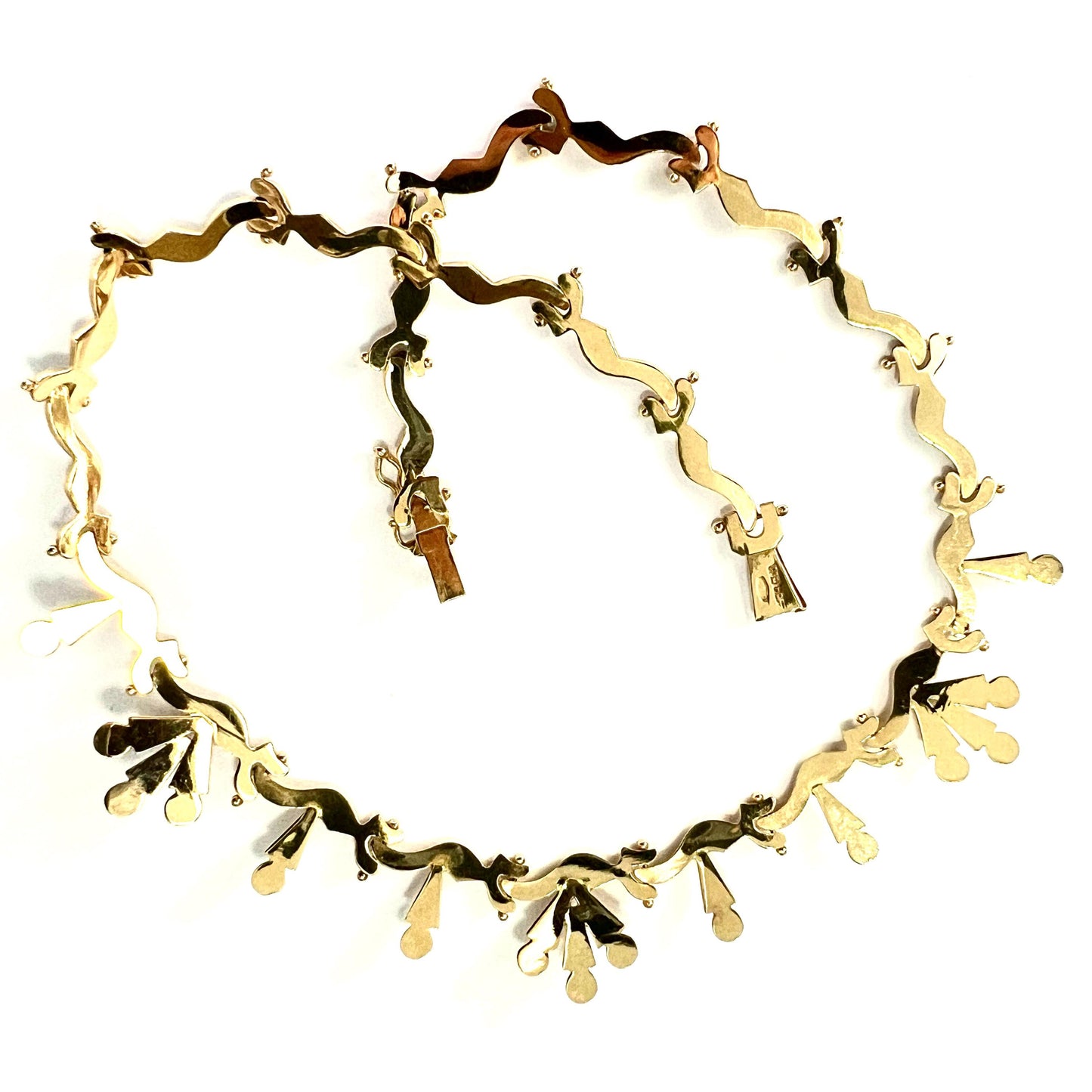 Vintage 18CT Gold Fancy Flower Link Necklace