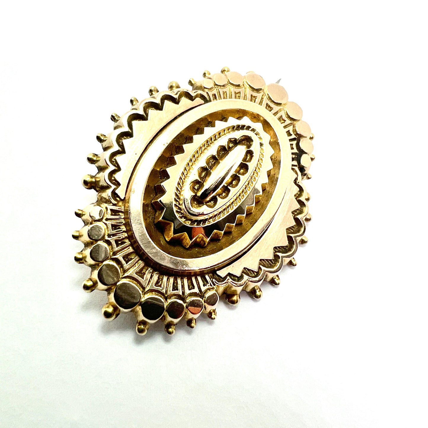 Victorian Etruscan Revival Gold Cased Locket Brooch
