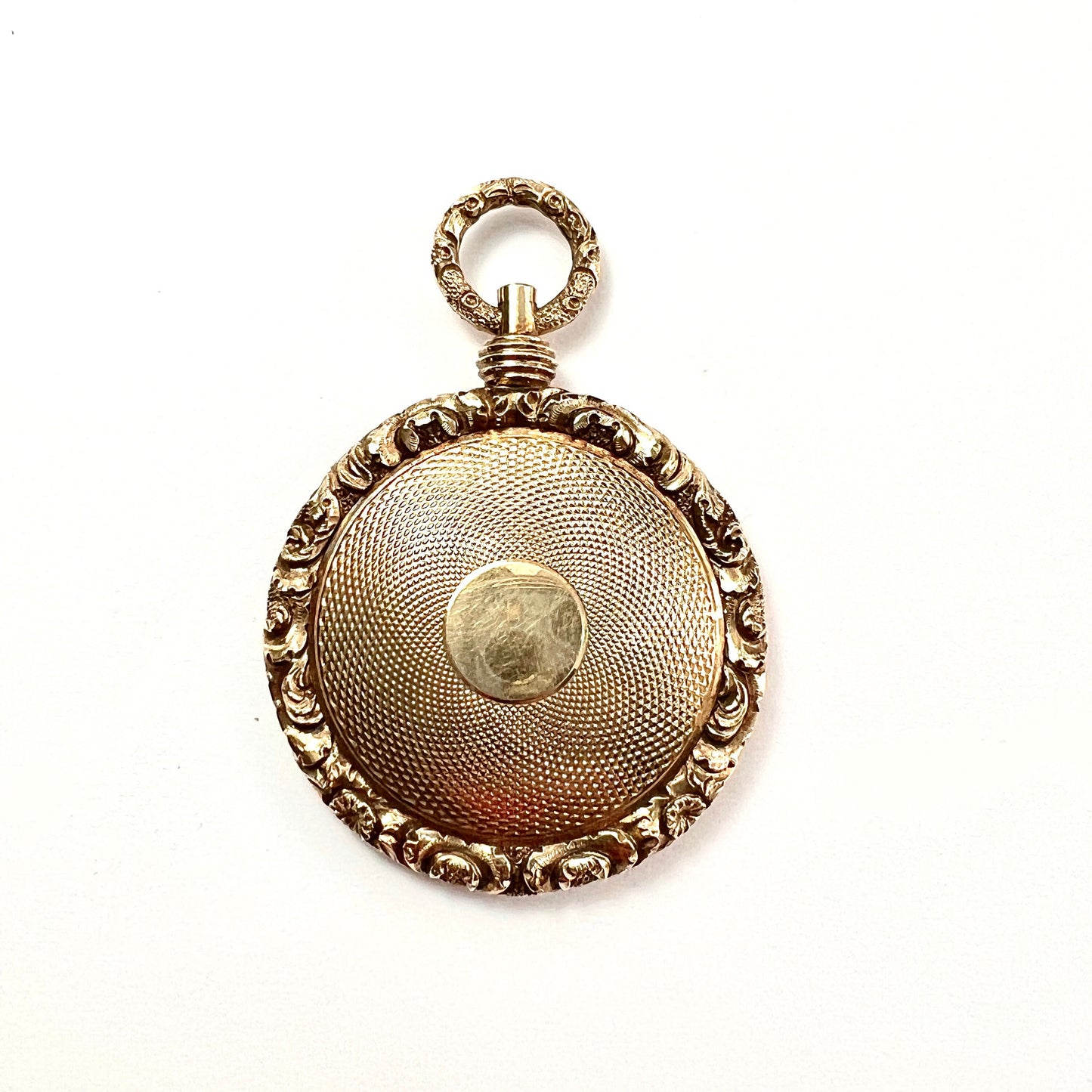 Victorian 15CT Gold Engine-Turned Locket Pendant
