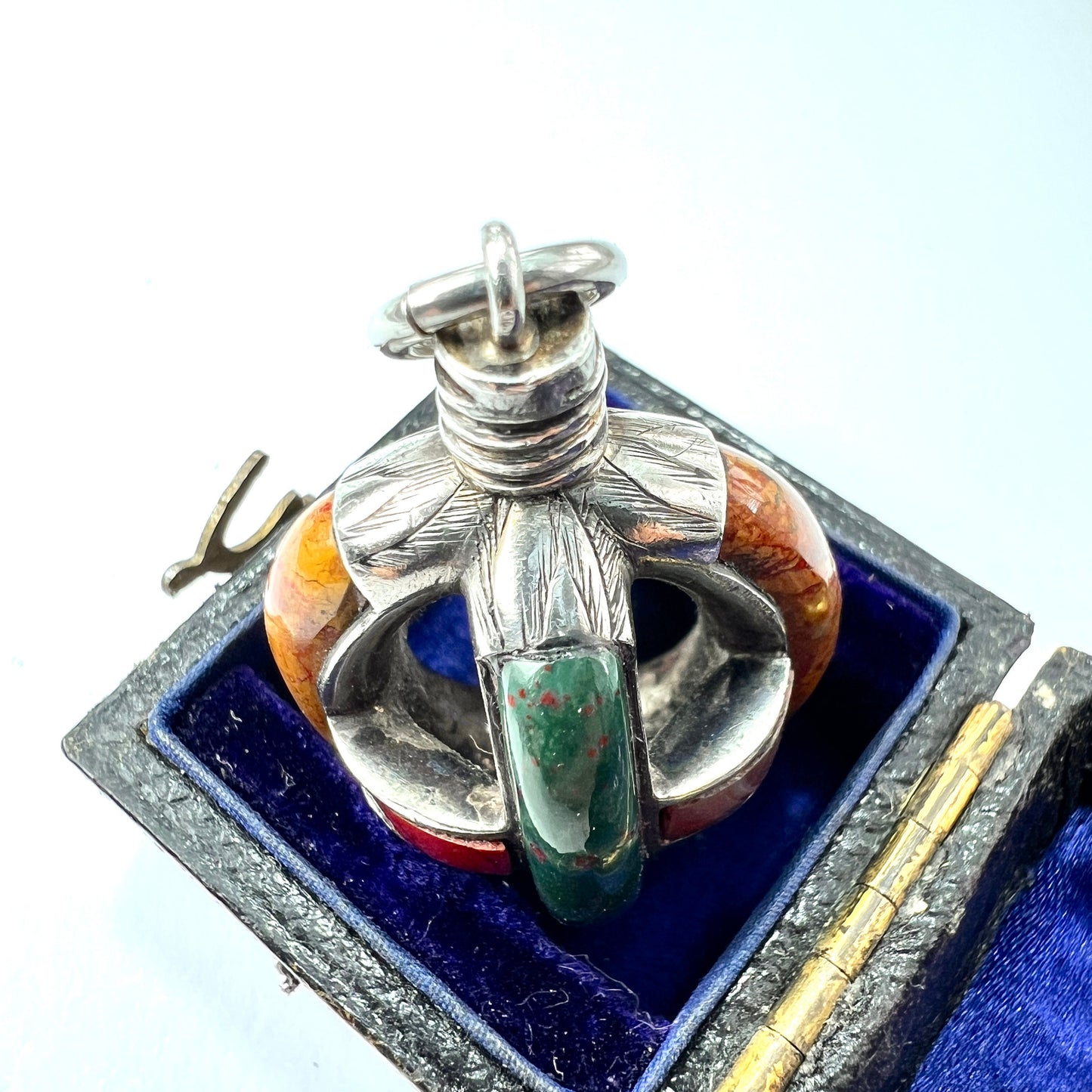 Scottish Victorian Agate Silver Cage Pendant