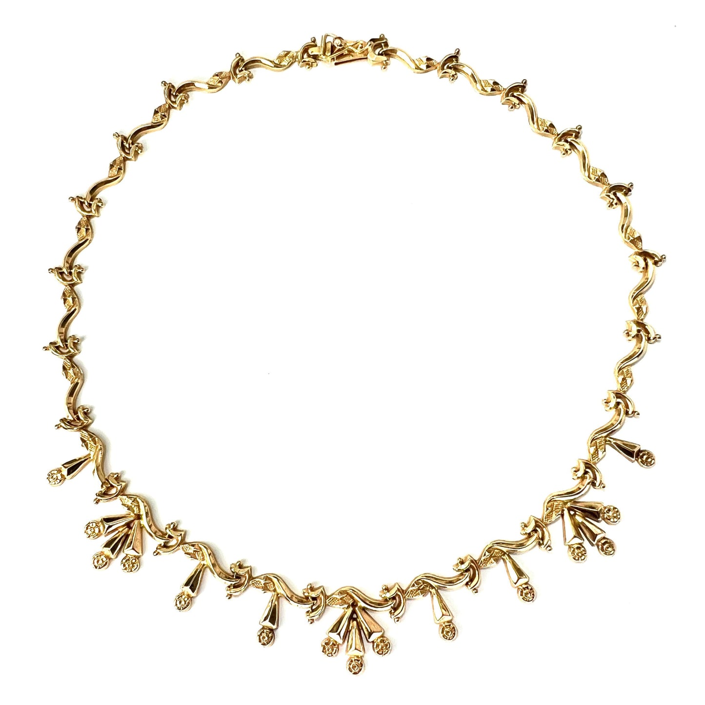 Vintage 18CT Gold Fancy Flower Link Necklace