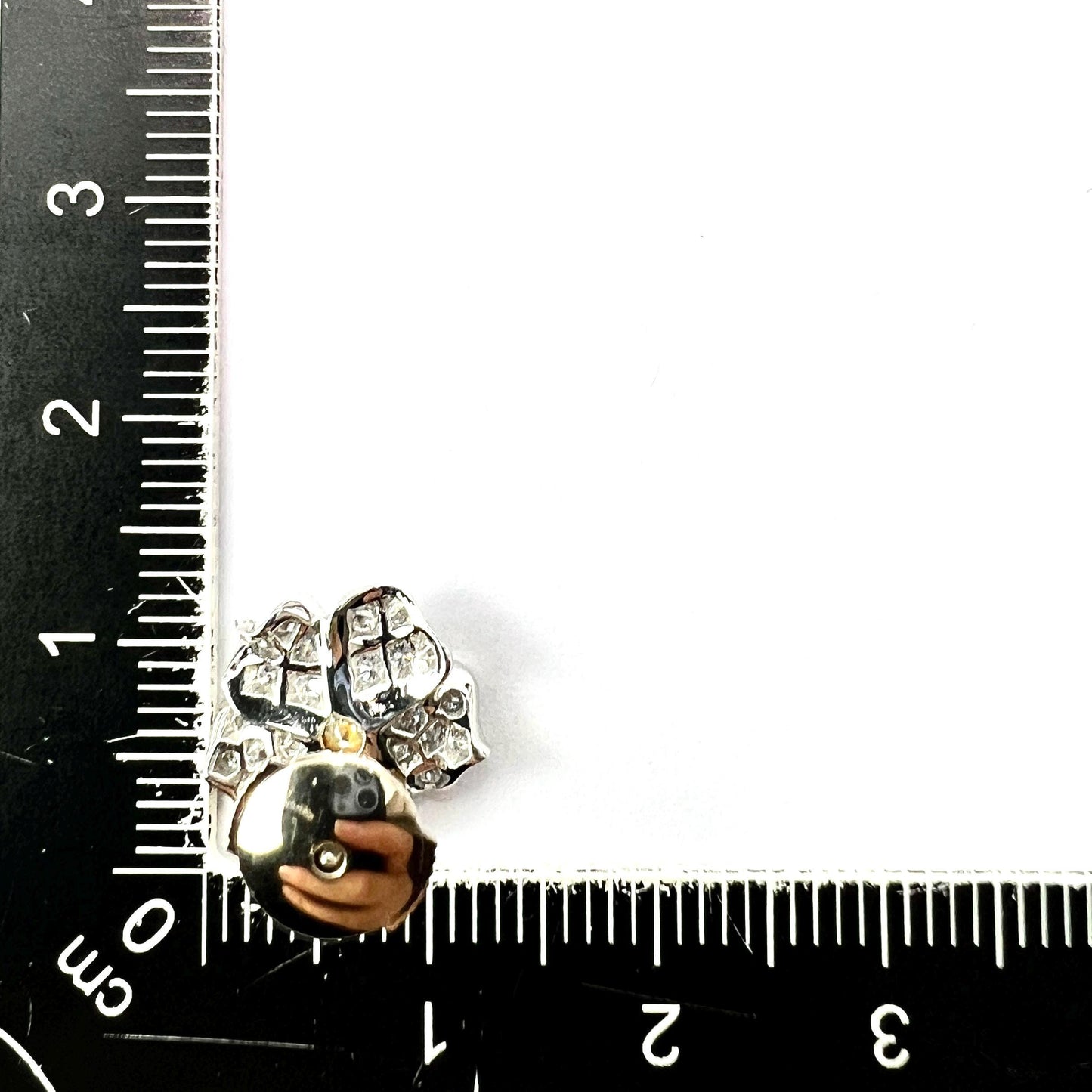 Vintage French Diamond Flower 18CT White Gold Stud Earrings