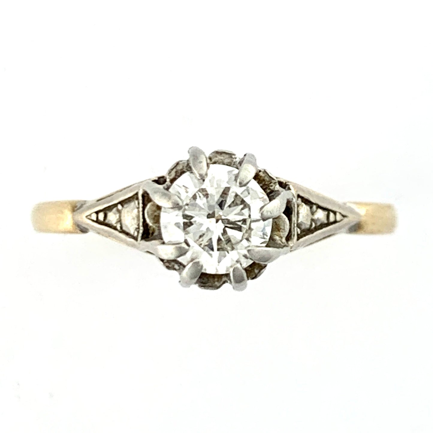 Vintage Diamond Solitaire Engagement Ring in 18CT Gold and Platinum