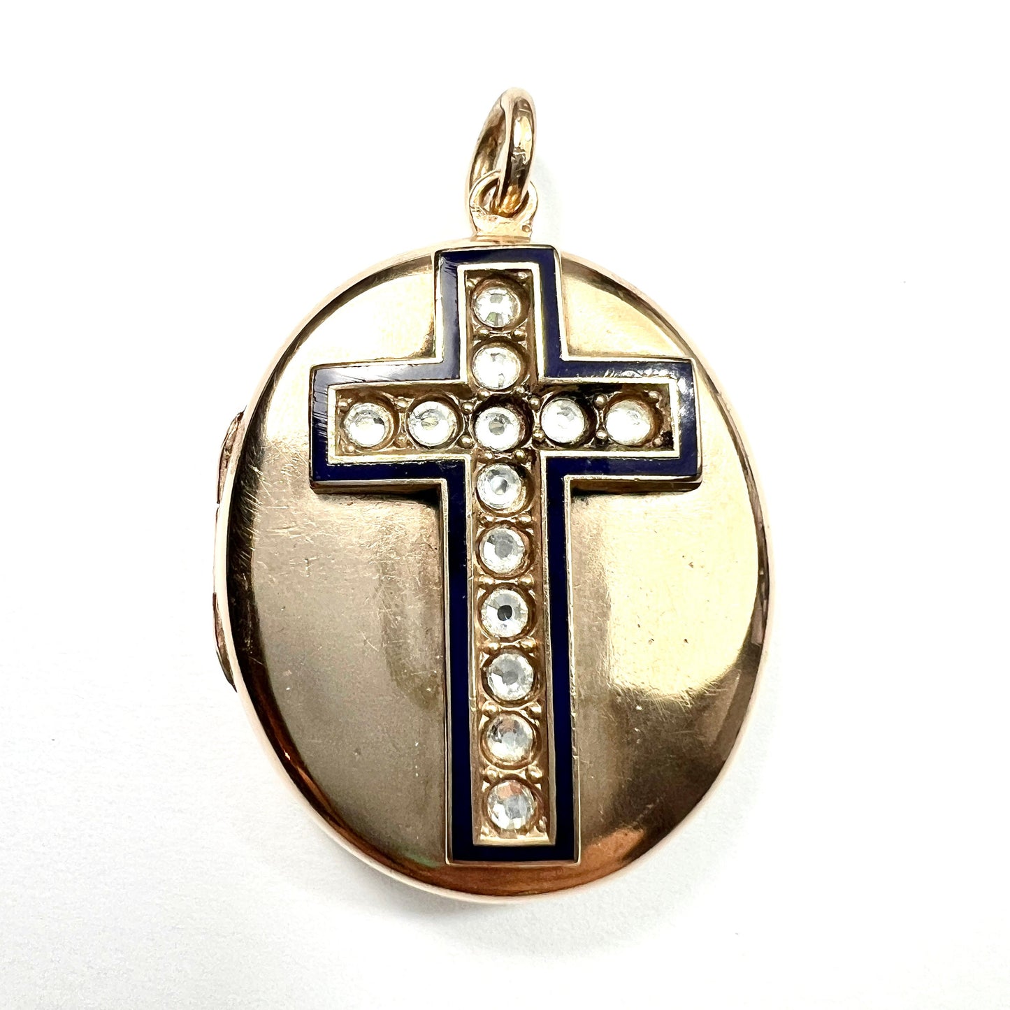 Large Victorian Rolled Gold Cross Locket Pendant