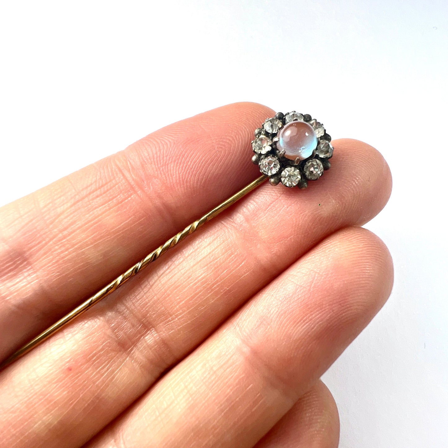 Victorian Saphiret and Foiled Paste Stick Pin
