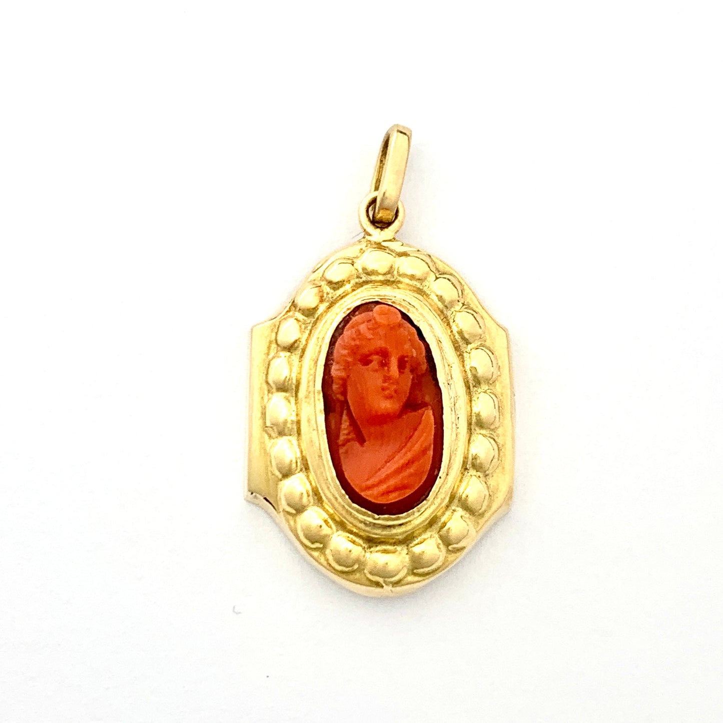 Victorian 18CT Gold Carved Coral Cameo Pendant