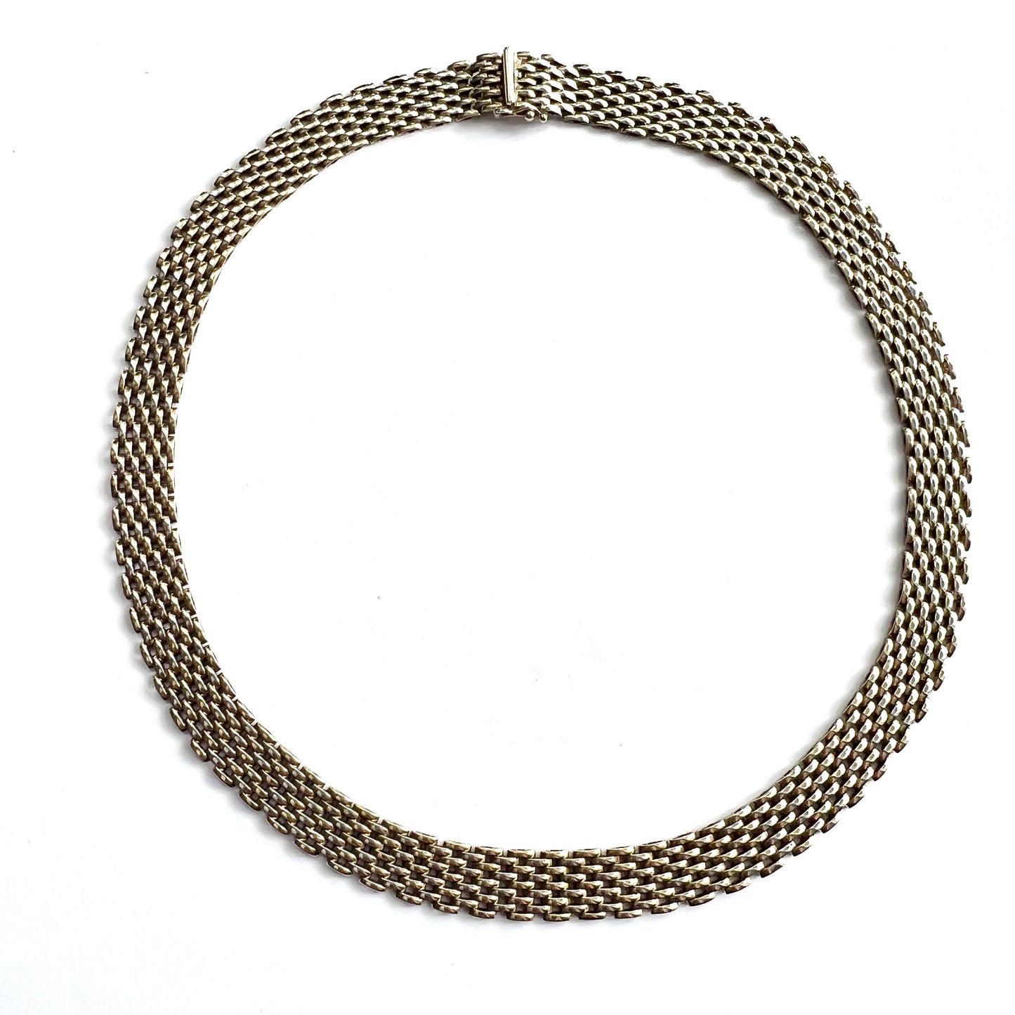 Vintage 9CT Gold Woven Panther Link Collar Necklace