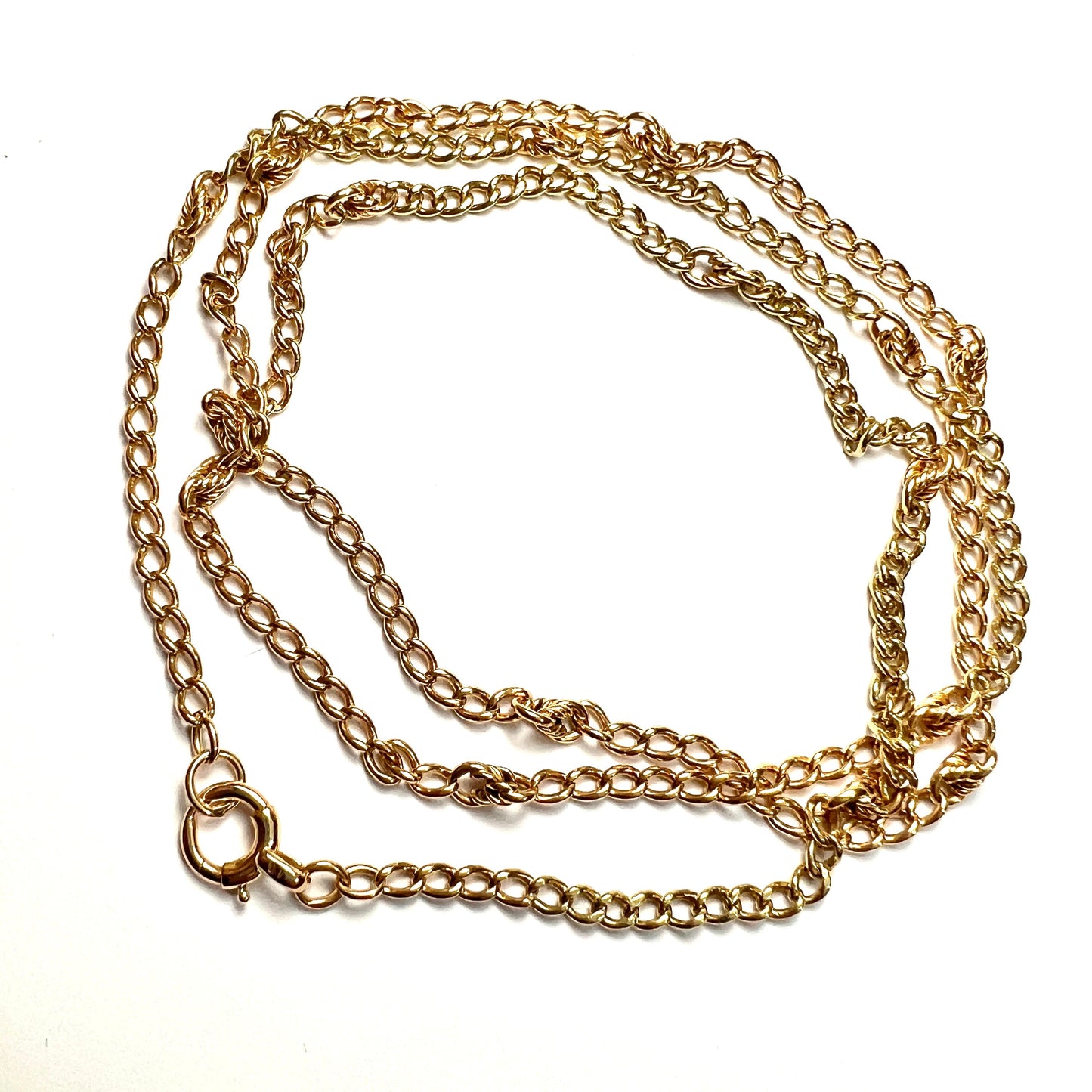 Very Long Vintage 18CT Gold Fancy Link Chain Necklace