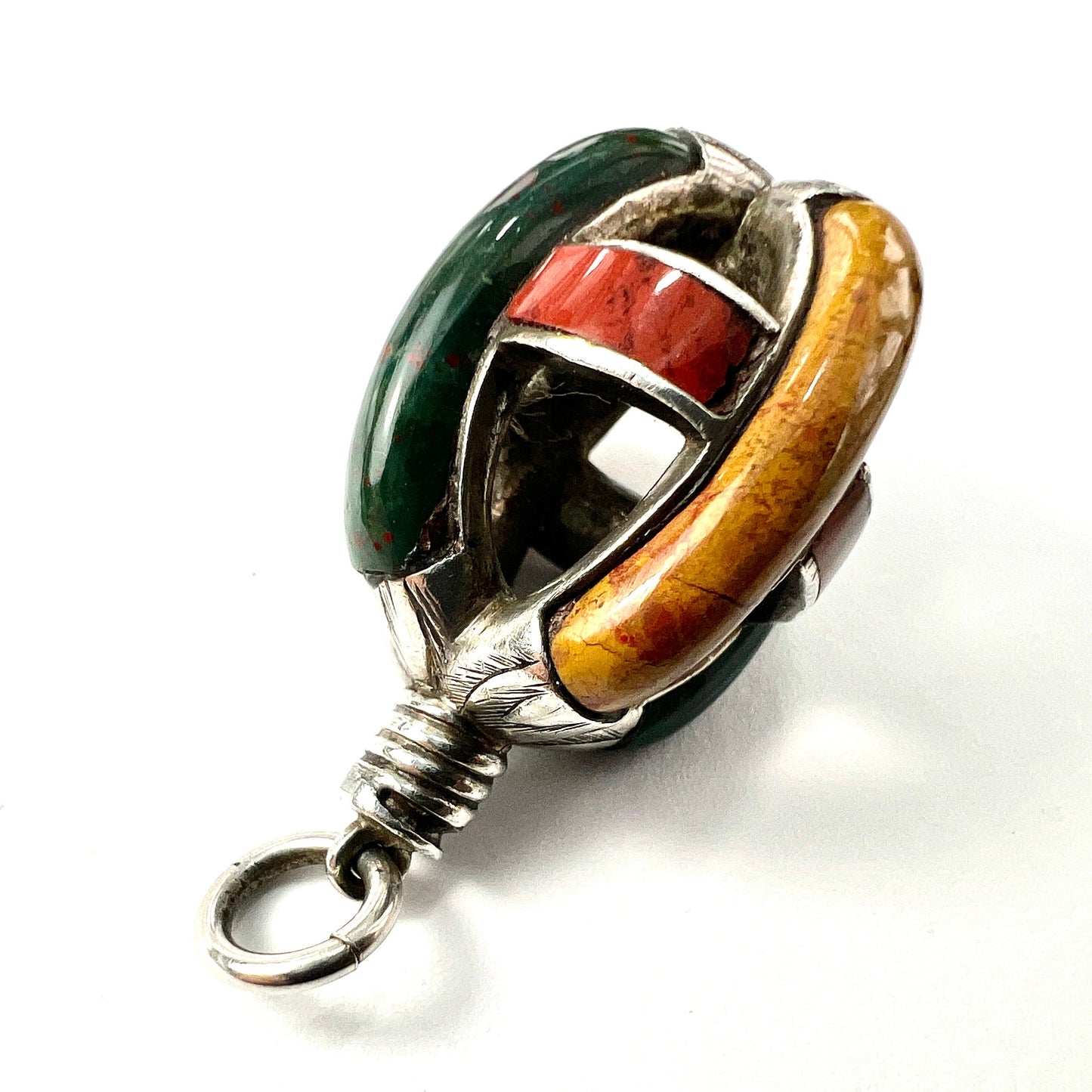 Scottish Victorian Agate Silver Cage Pendant