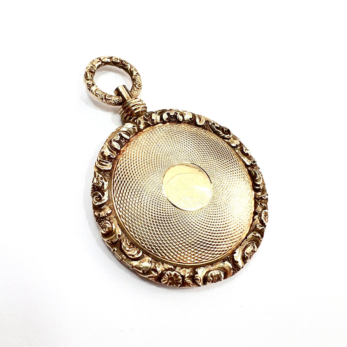Victorian 15CT Gold Engine-Turned Locket Pendant