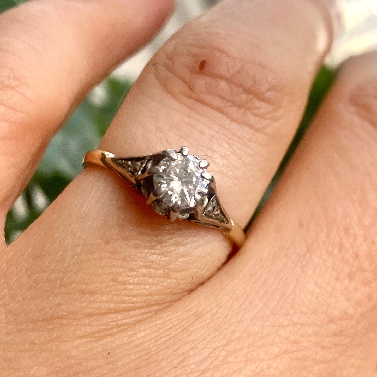 Vintage Diamond Solitaire Engagement Ring in 18CT Gold and Platinum