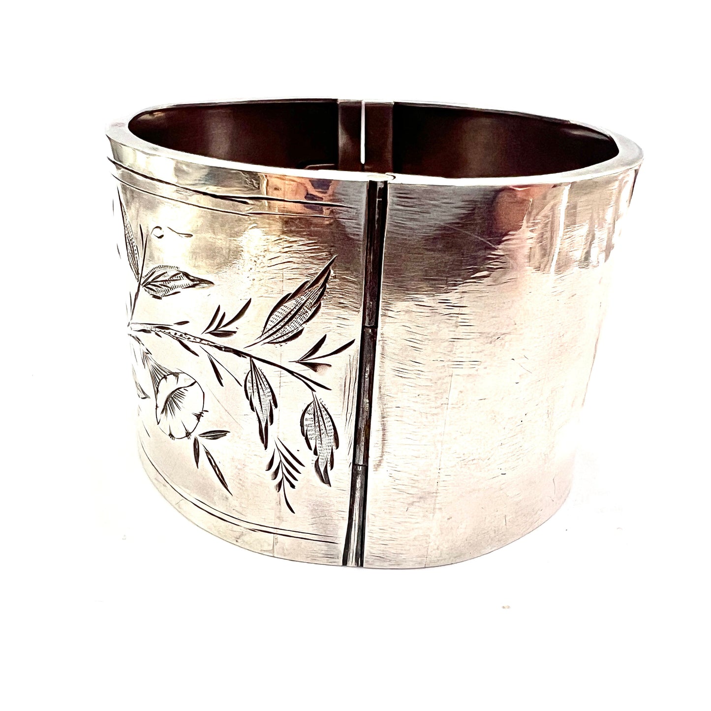 Victorian 18802 Wide Sterling Silver Hinged Cuff Bangle