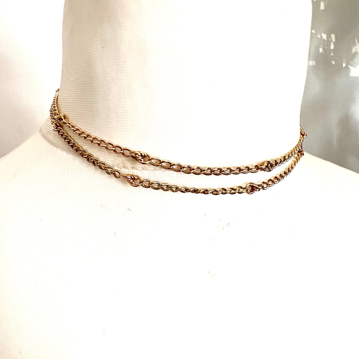 Very Long Vintage 18CT Gold Fancy Link Chain Necklace