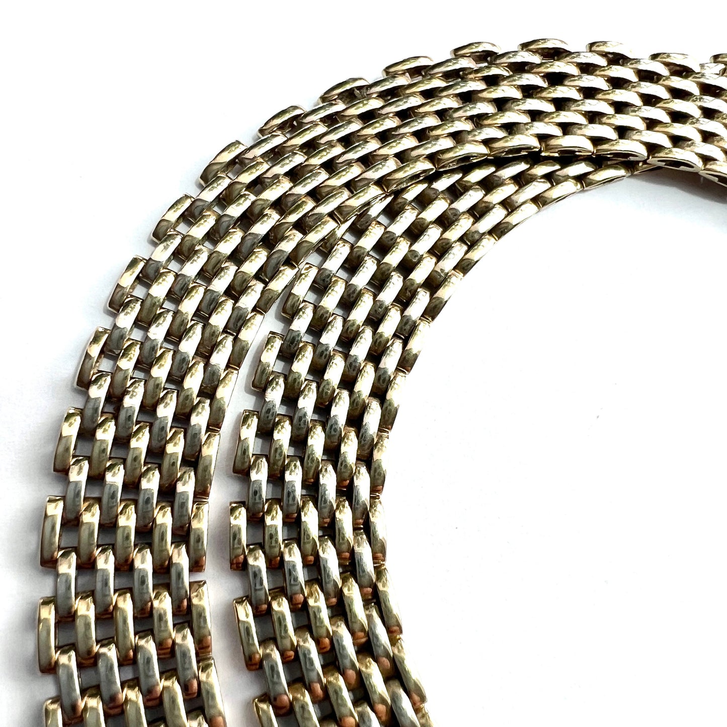 Vintage 9CT Gold Woven Panther Link Collar Necklace