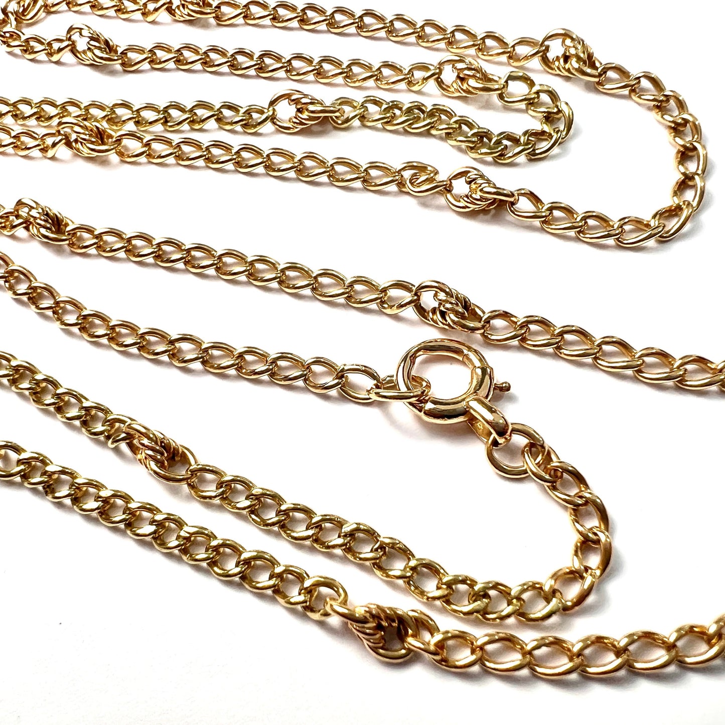 Very Long Vintage 18CT Gold Fancy Link Chain Necklace