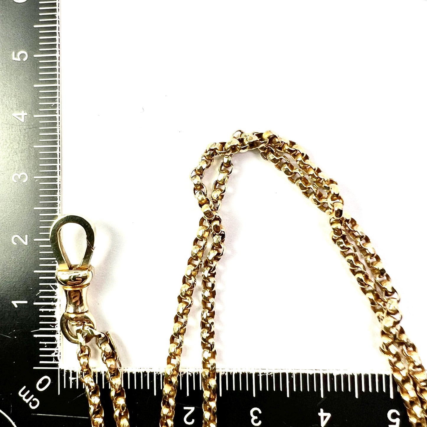 Very Long Antique Victorian Solid 9CT Gold Longuard Chain with Albert Clip