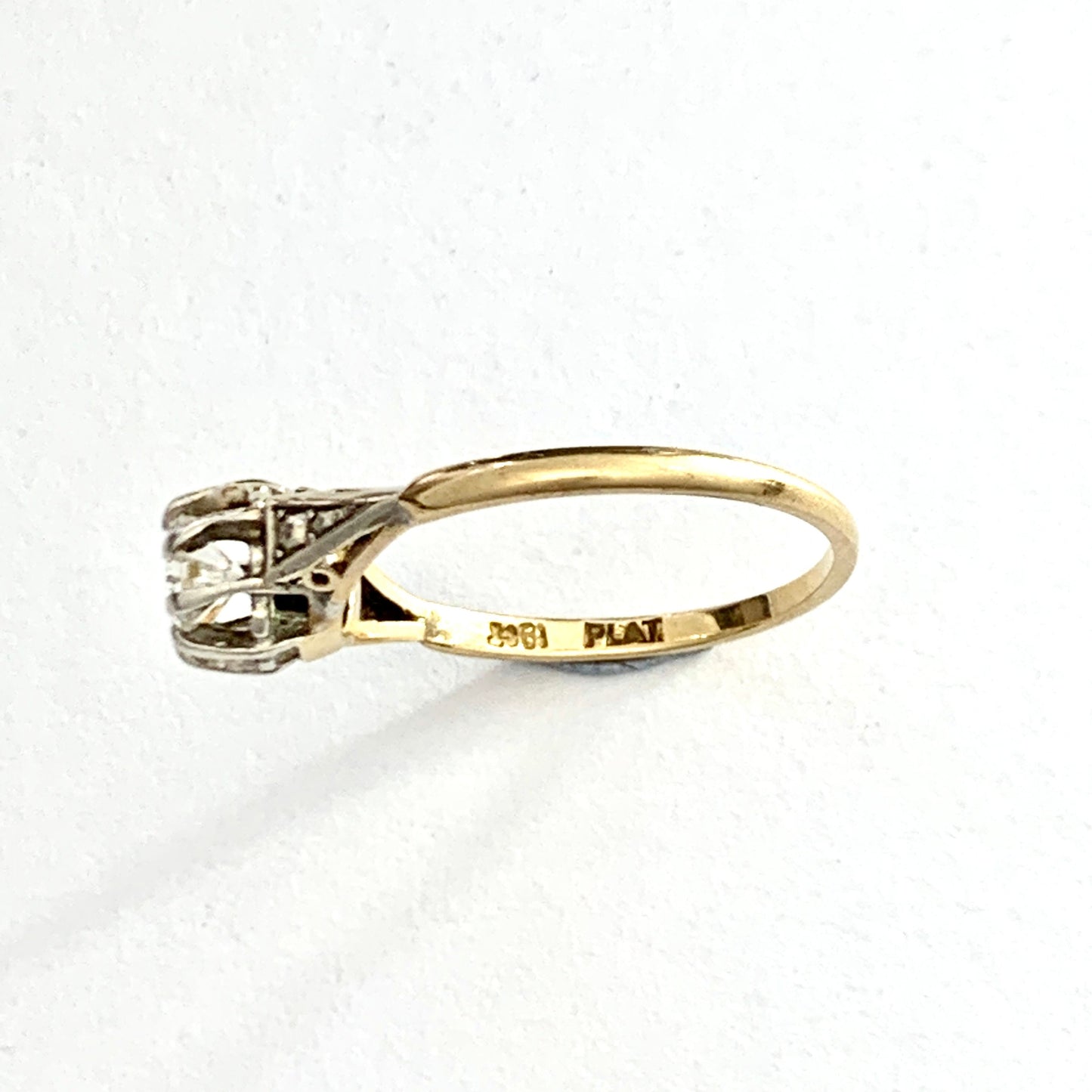 Vintage Diamond Solitaire Engagement Ring in 18CT Gold and Platinum