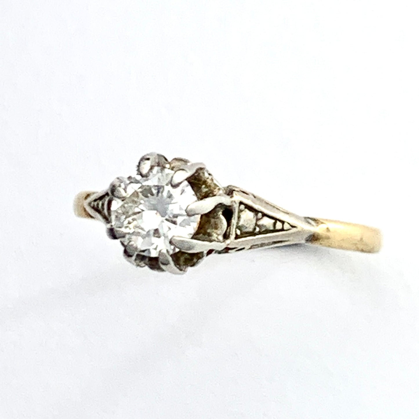 Vintage Diamond Solitaire Engagement Ring in 18CT Gold and Platinum