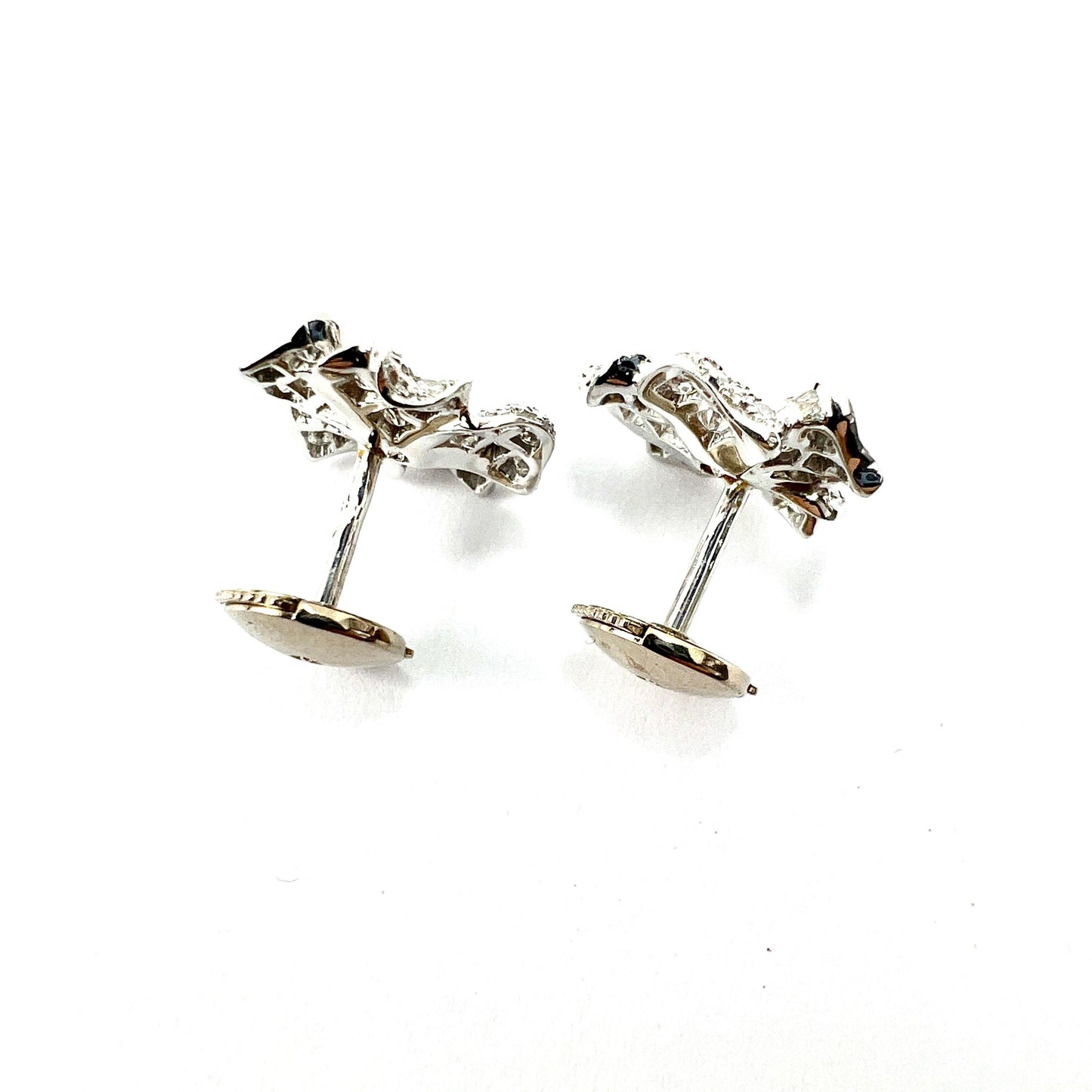 Vintage French Diamond Flower 18CT White Gold Stud Earrings