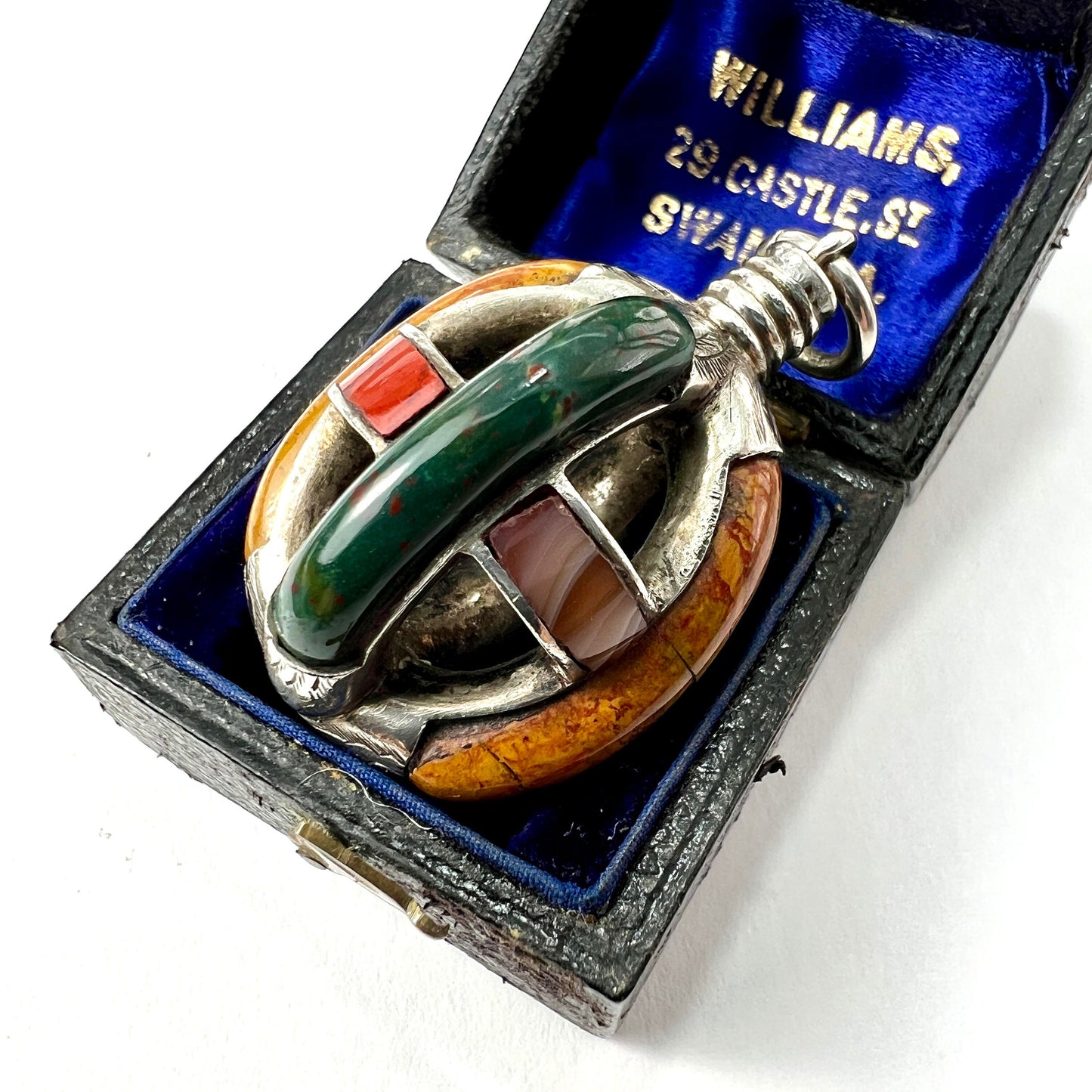 Scottish Victorian Agate Silver Cage Pendant