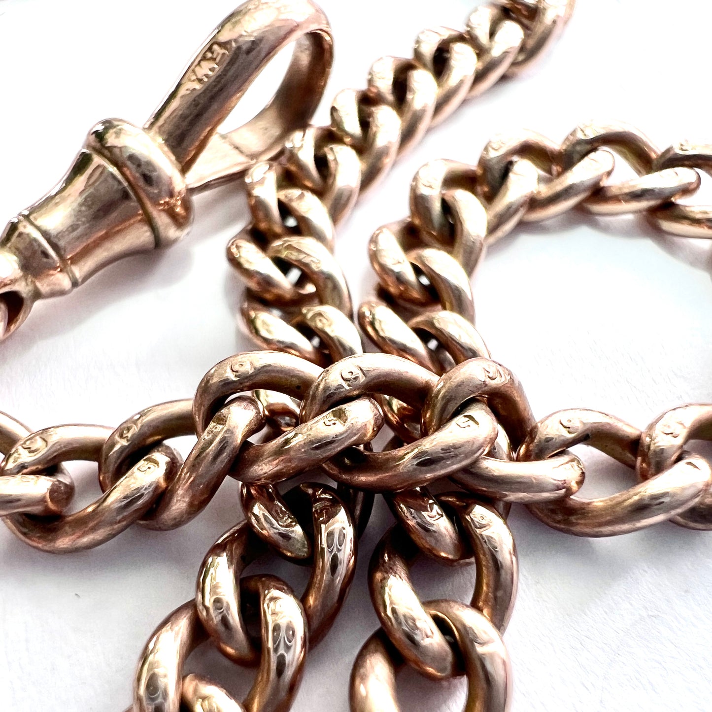 Victorian 9CT Gold Curb Chain Necklace with Dog Clip