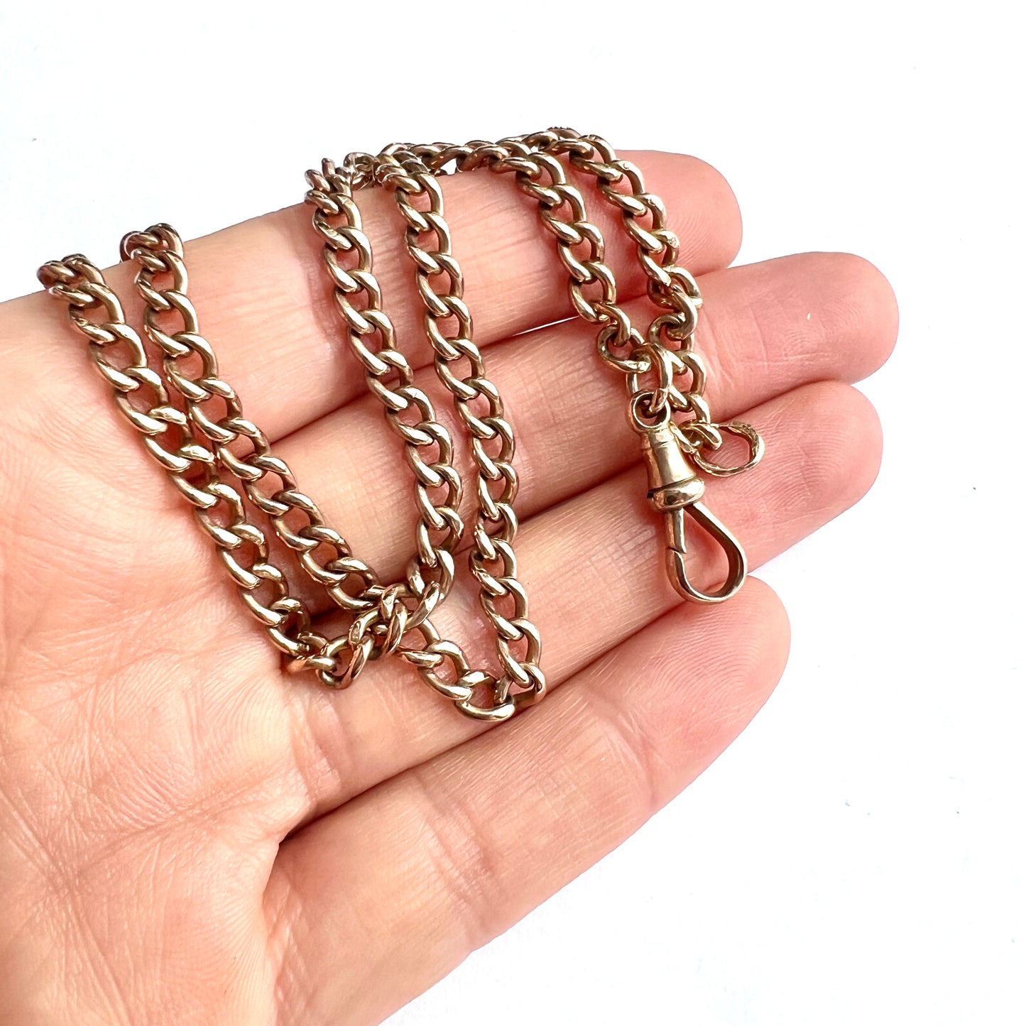 Victorian 9CT Gold Curb Chain Necklace with Dog Clip