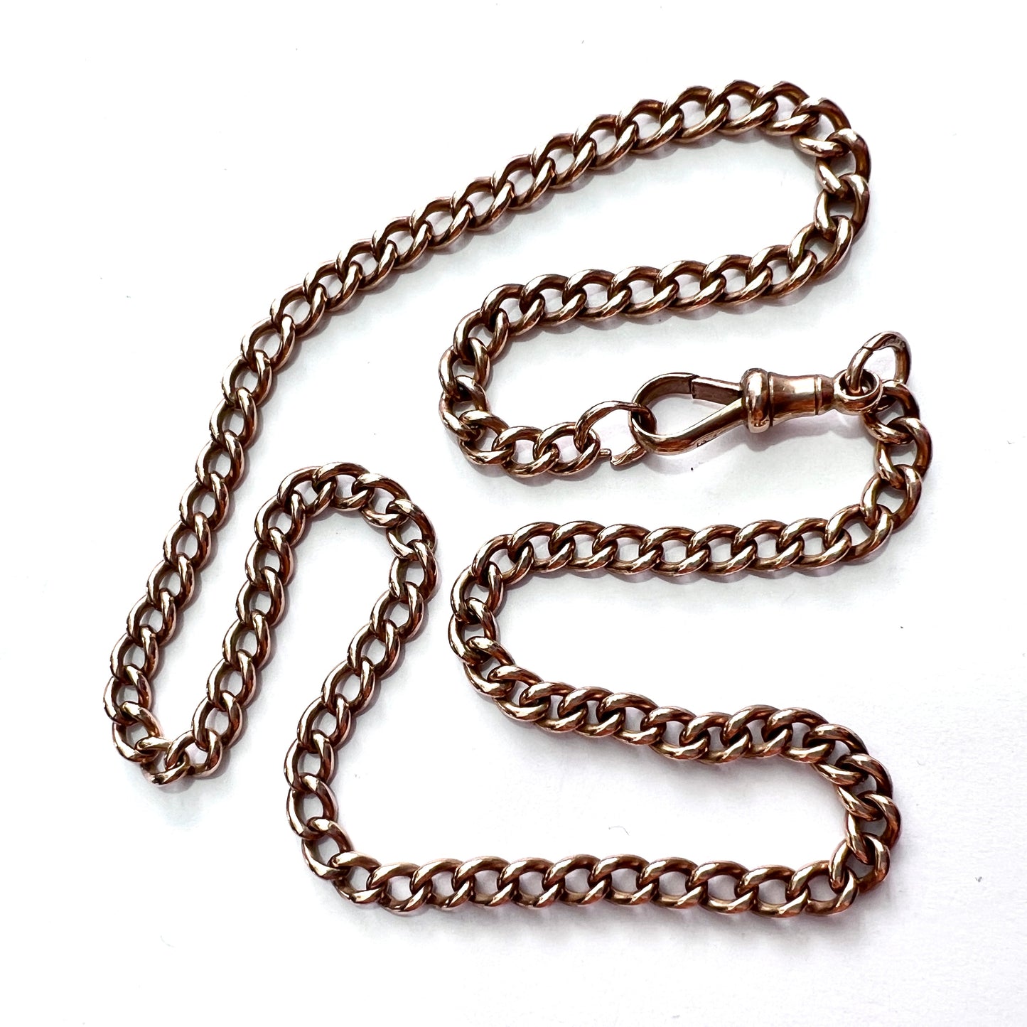 Victorian 9CT Gold Curb Chain Necklace with Dog Clip