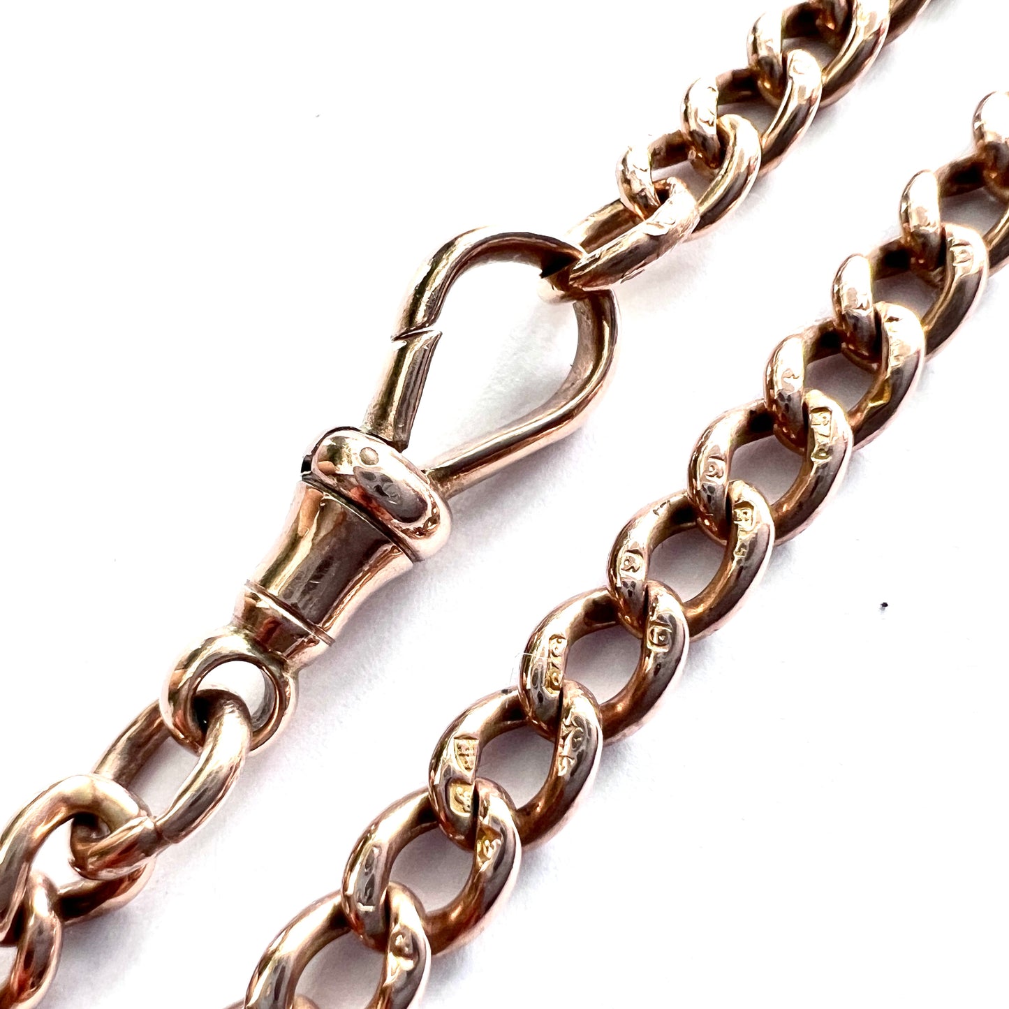 Victorian 9CT Gold Curb Chain Necklace with Dog Clip