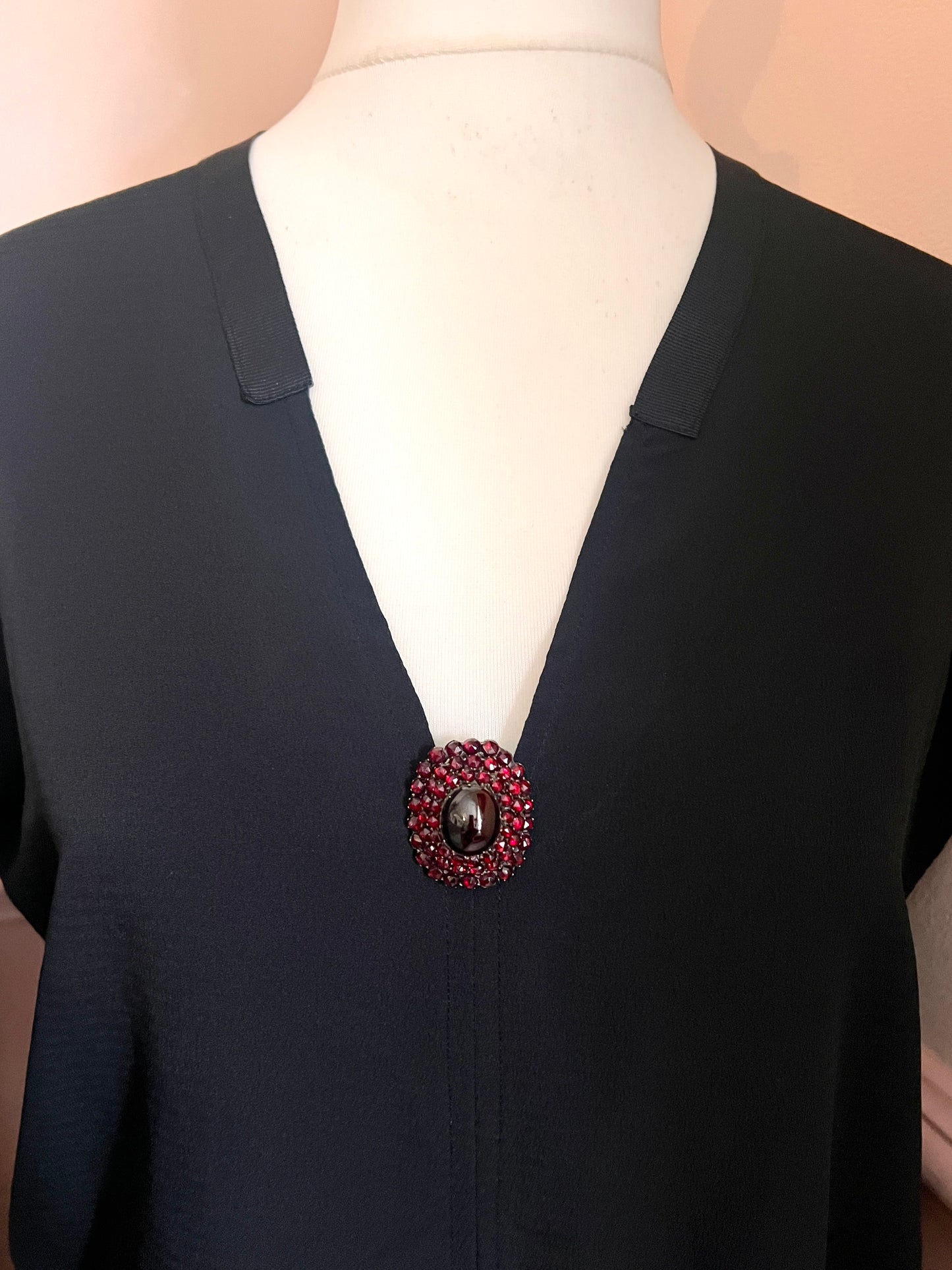 Large Victorian Garnet Cluster Brooch