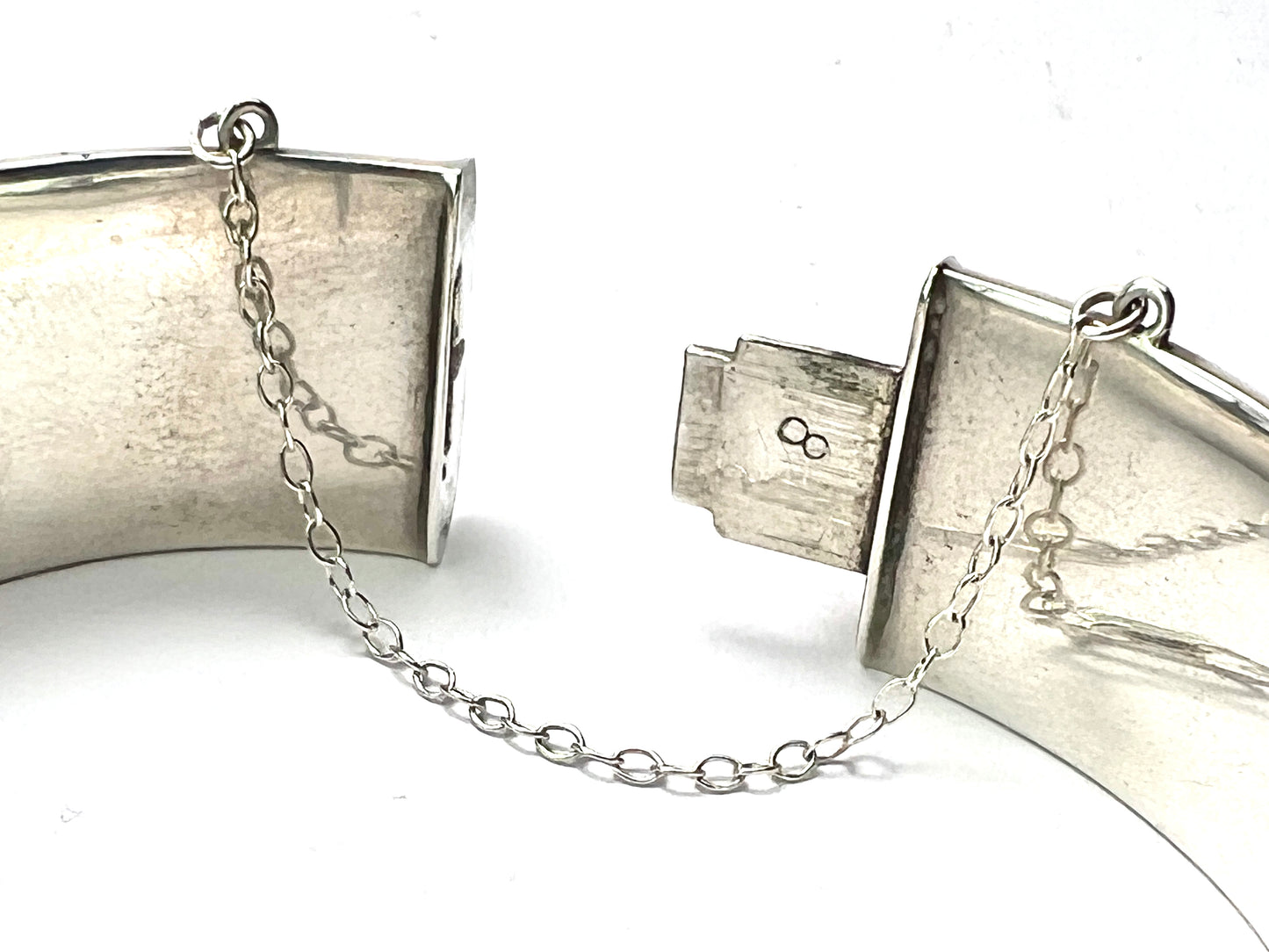 Vintage Sterling Silver Floral Hinged Bangle