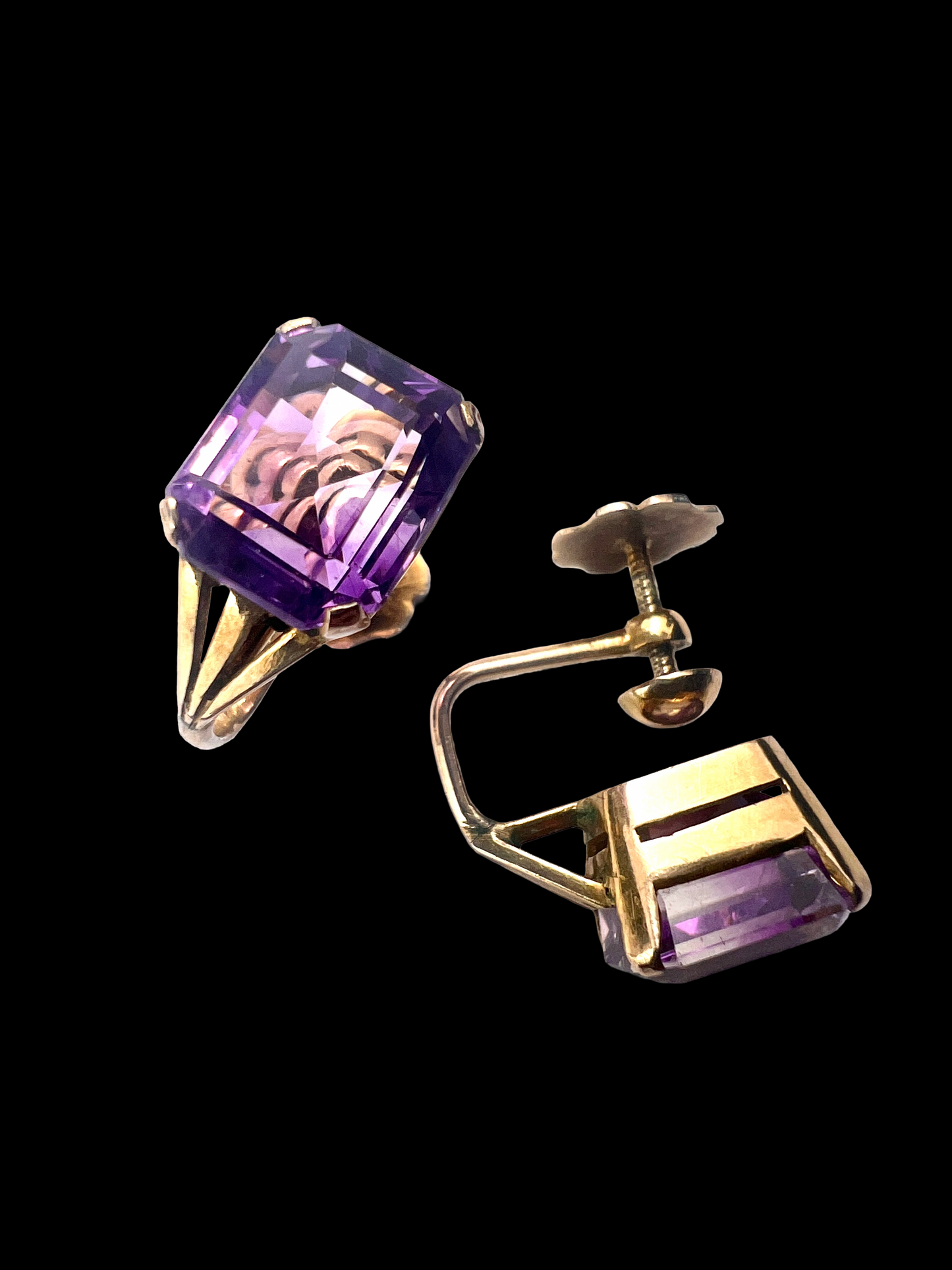 Vintage 9CT Gold Ametrine Screwback Earrings