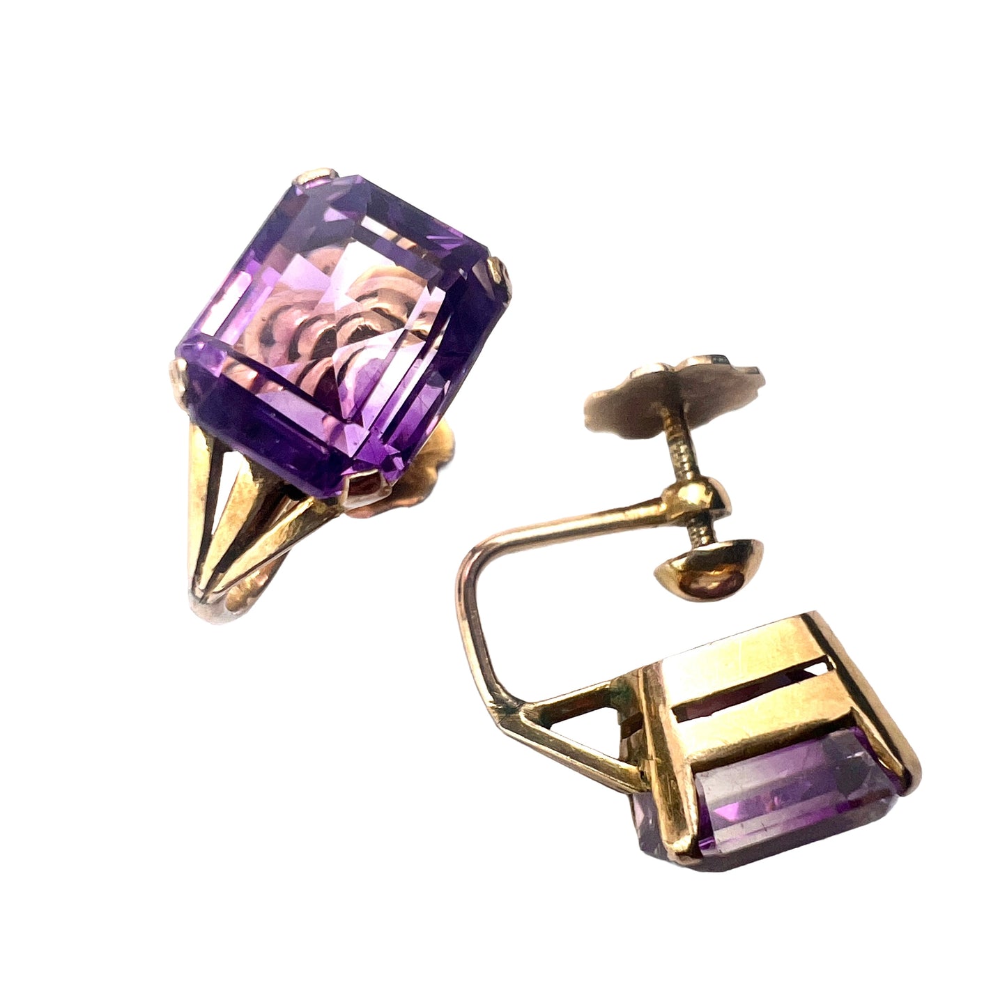 Vintage 9CT Gold Ametrine Screwback Earrings