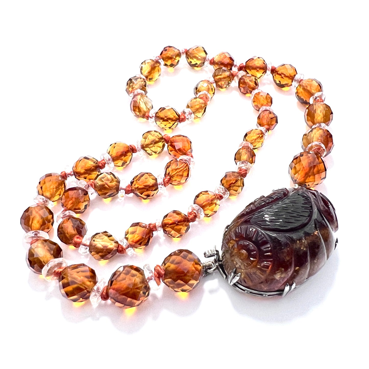 Vintage Art Deco Citrine and Rock Crystal Necklace