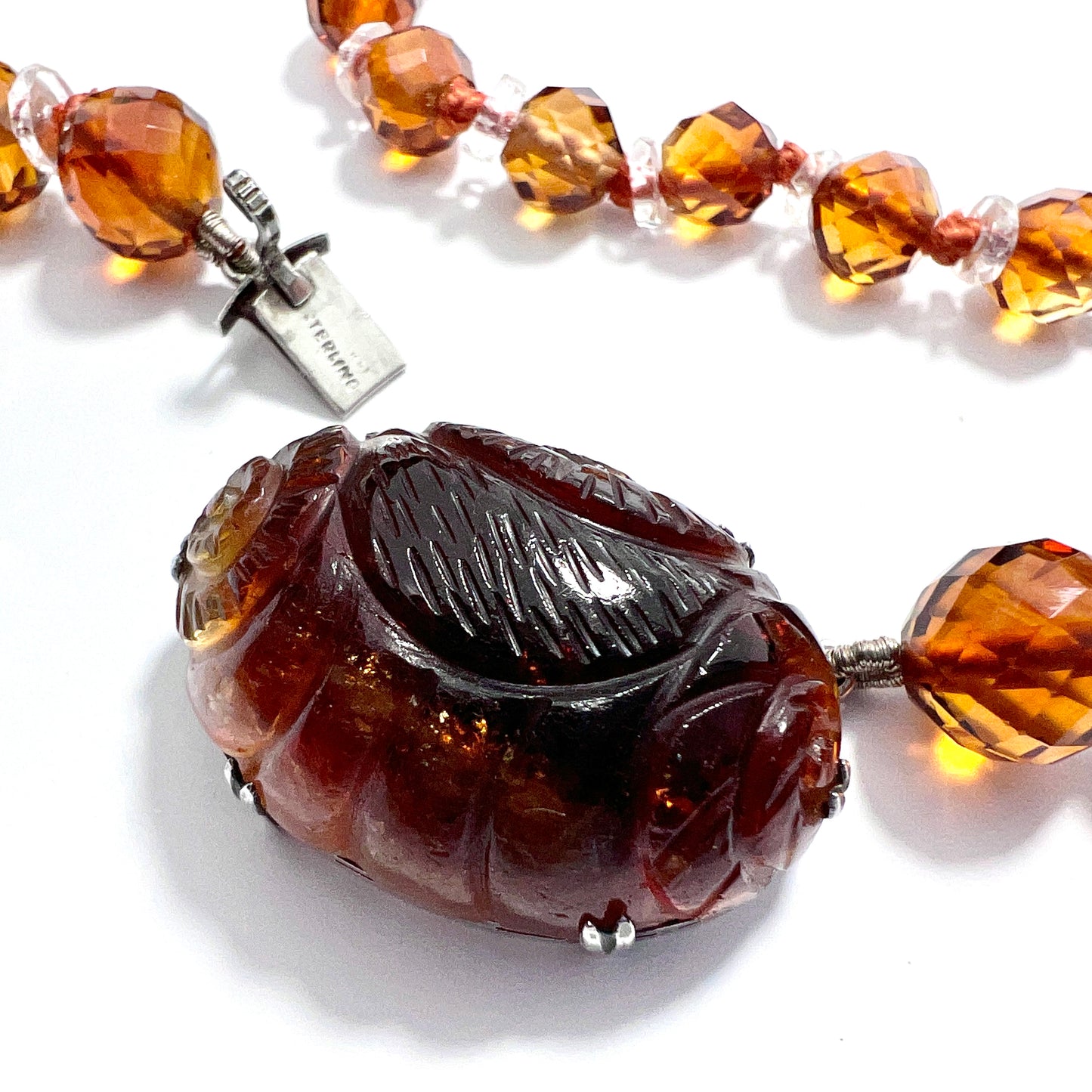 Vintage Art Deco Citrine and Rock Crystal Necklace