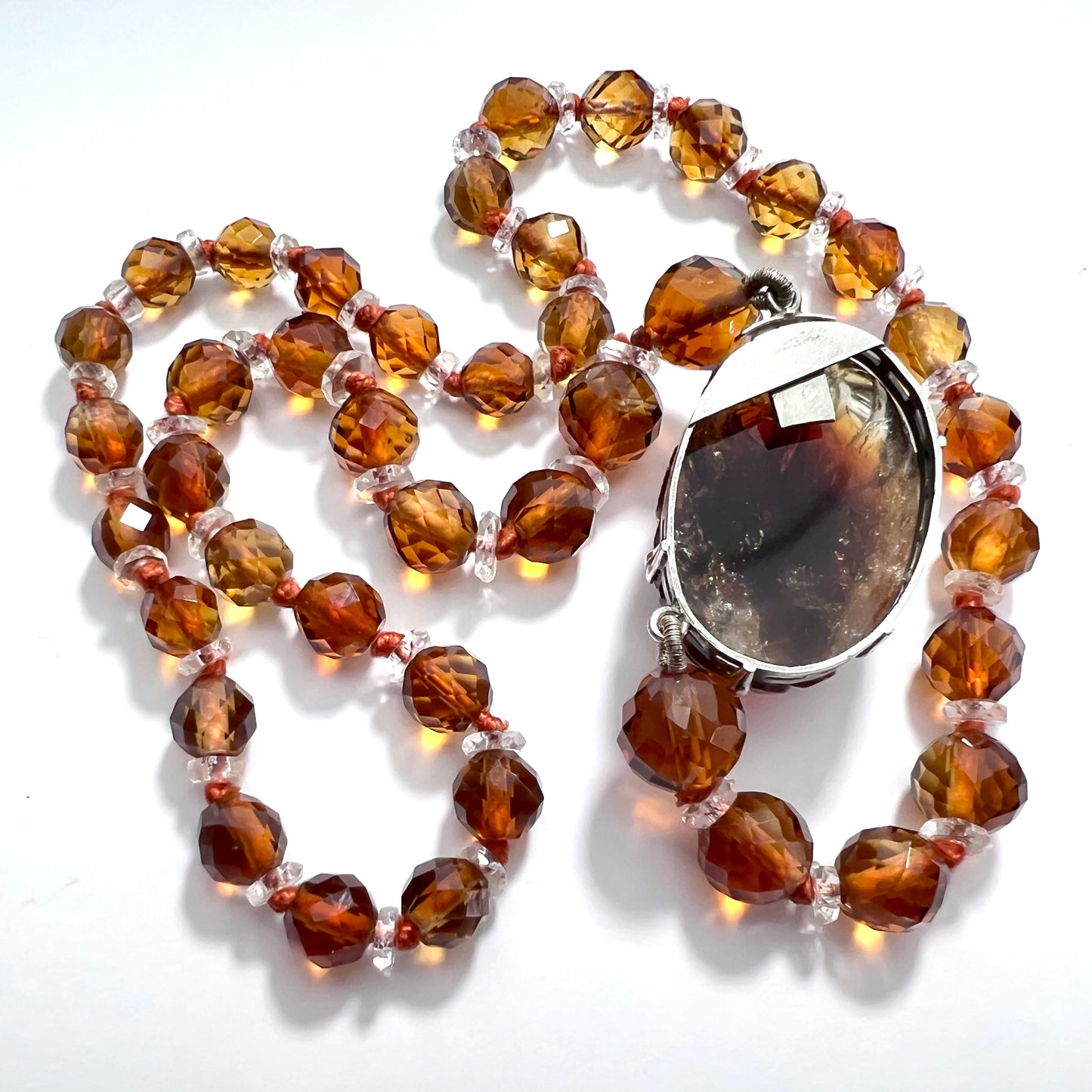 Vintage Art Deco Citrine and Rock Crystal Necklace