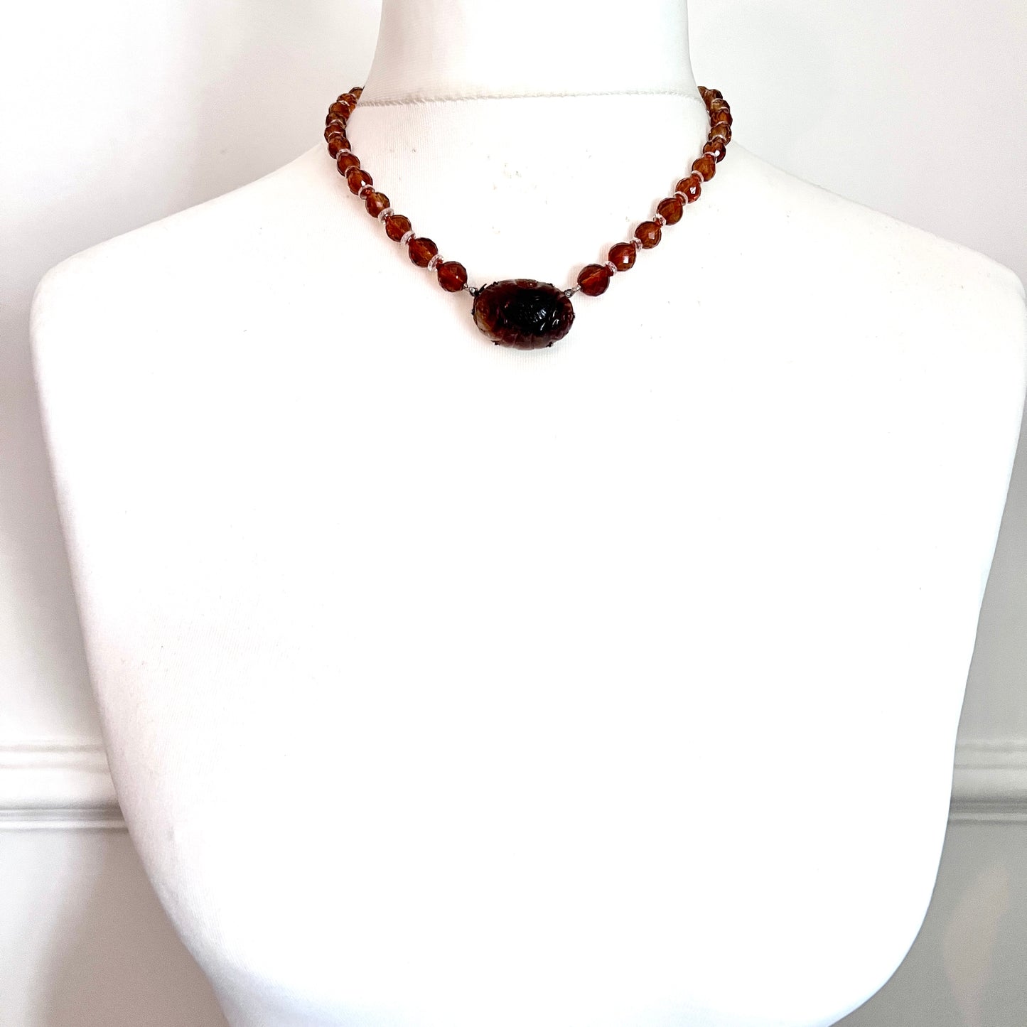 Vintage Art Deco Citrine and Rock Crystal Necklace