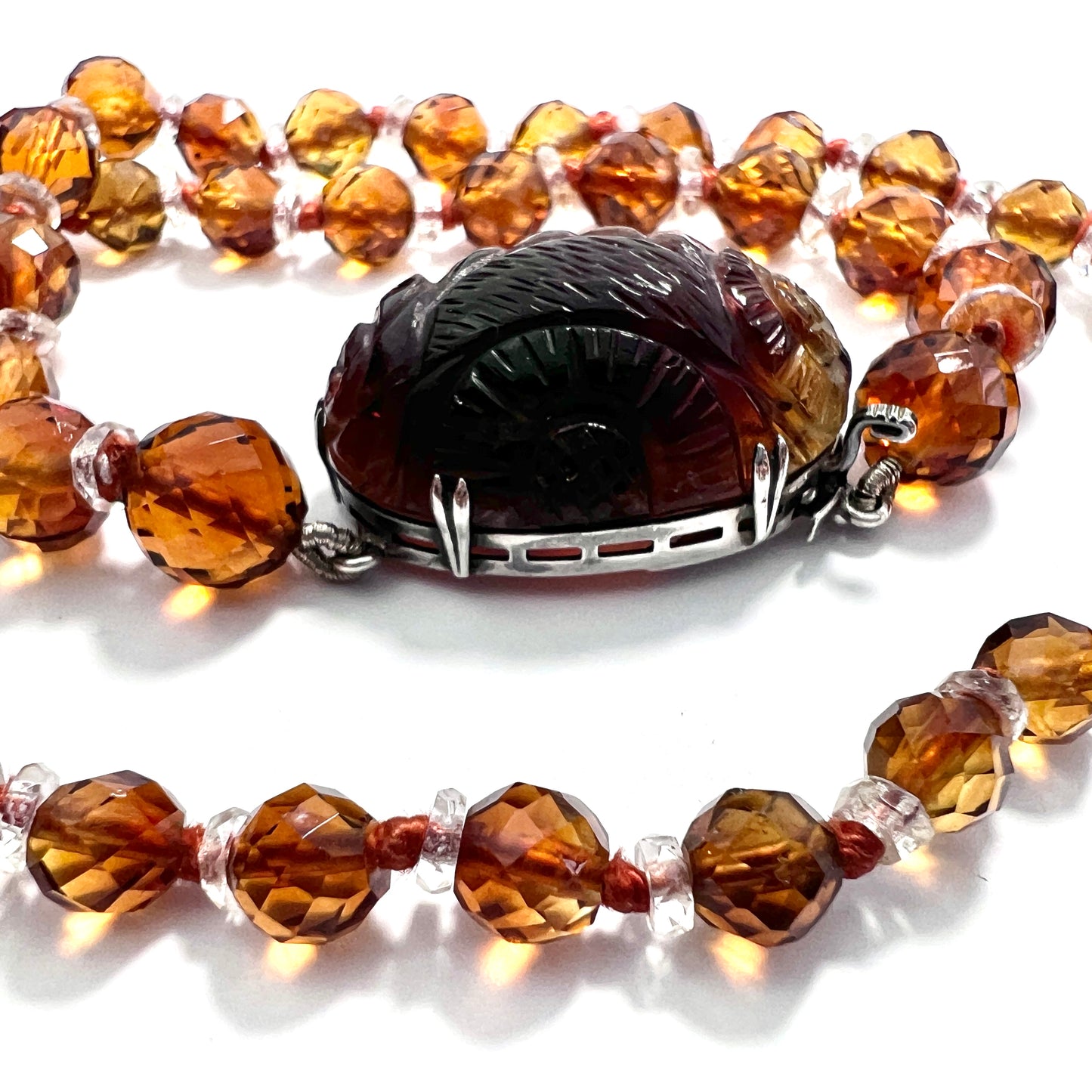 Vintage Art Deco Citrine and Rock Crystal Necklace