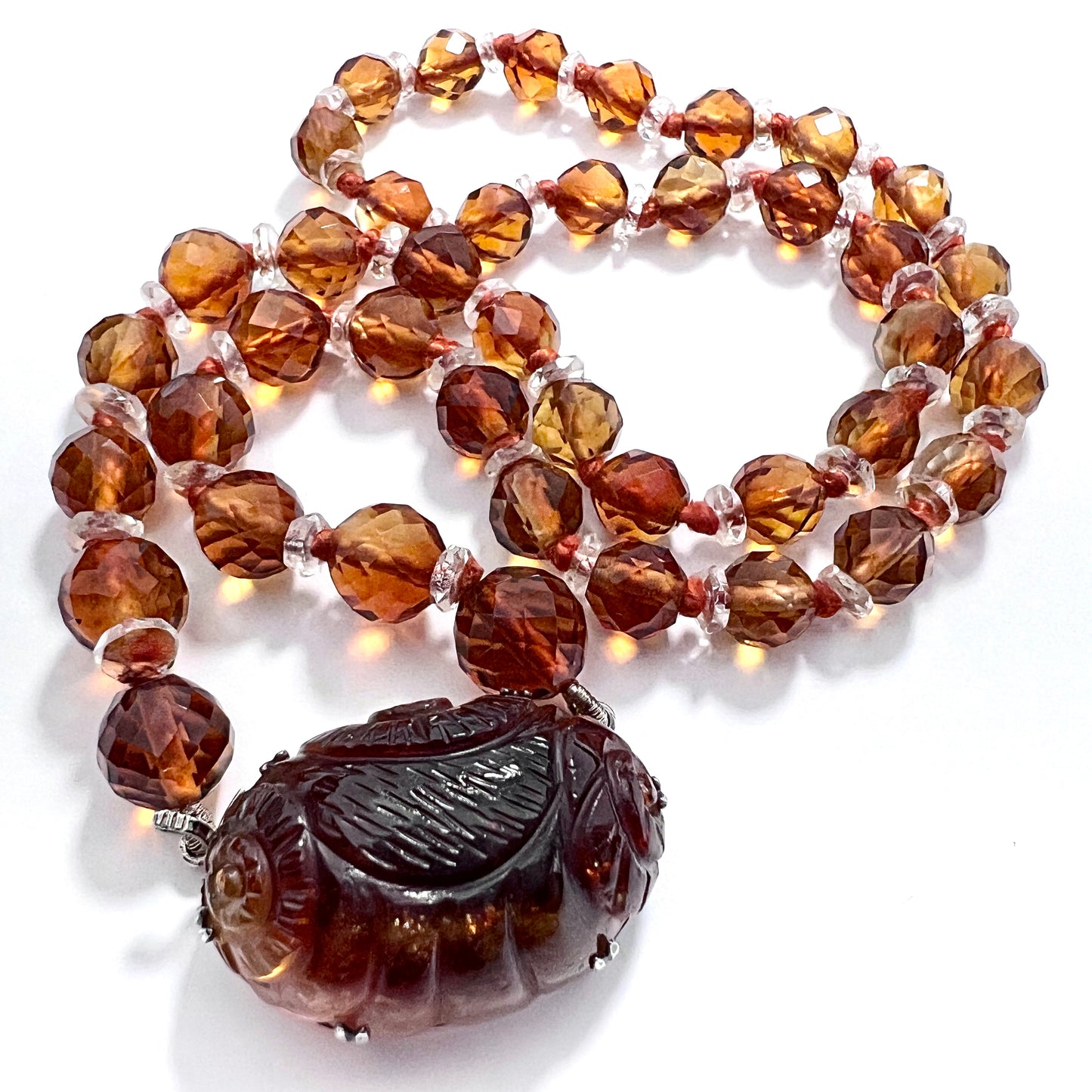 Vintage Art Deco Citrine and Rock Crystal Necklace