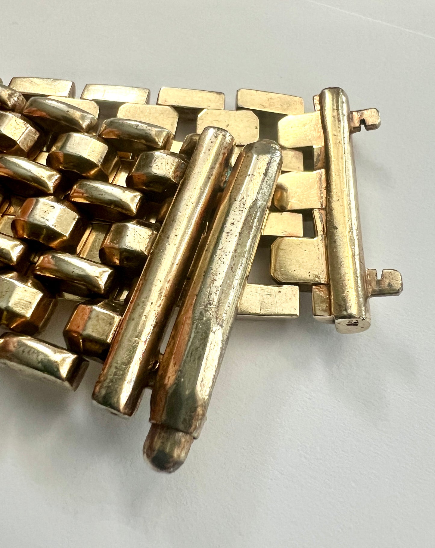 Heavy Vintage Silver Gilt Cuff Bracelet