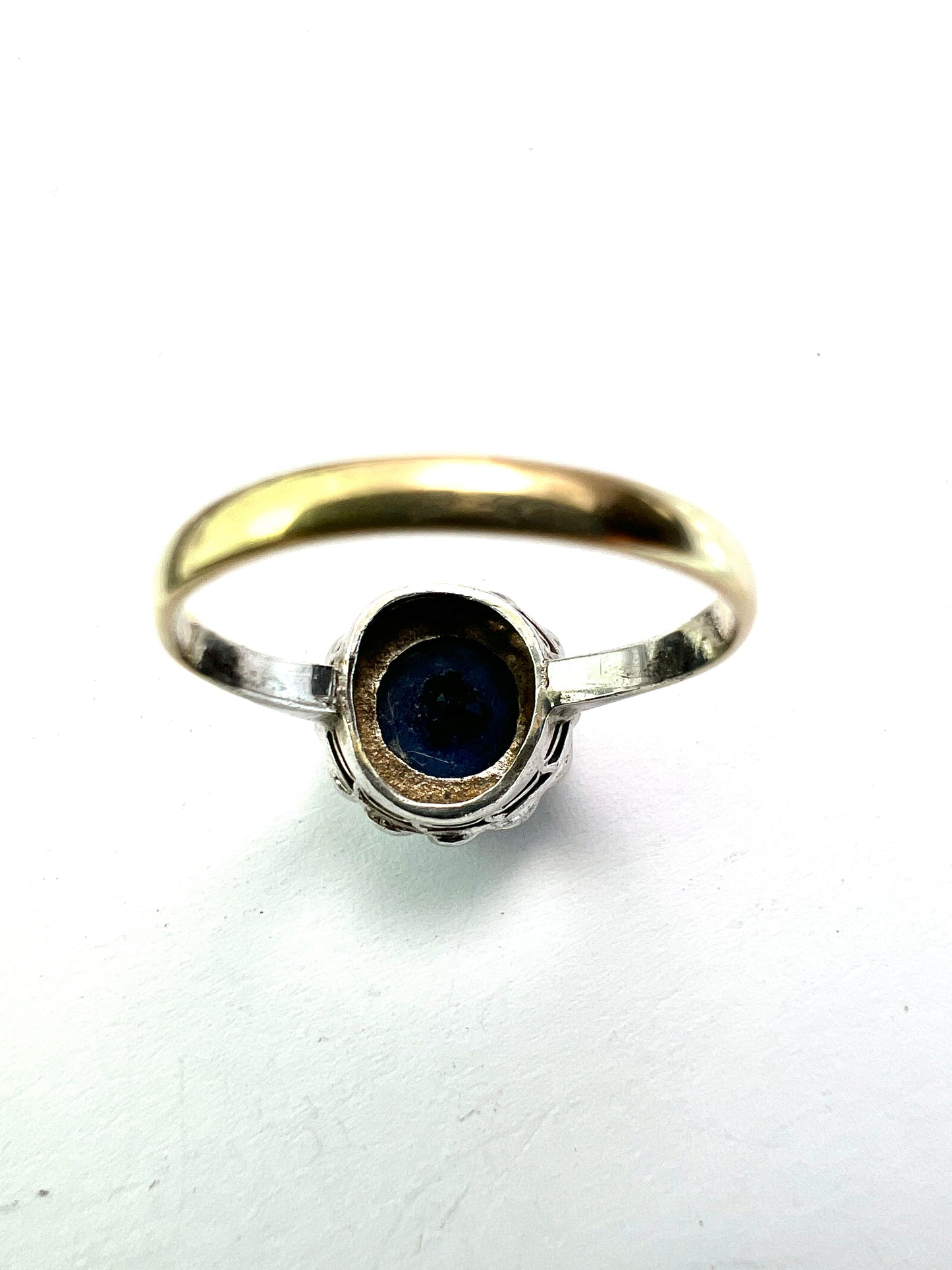 Antique Sapphire Paste Gold and Silver Halo Ring