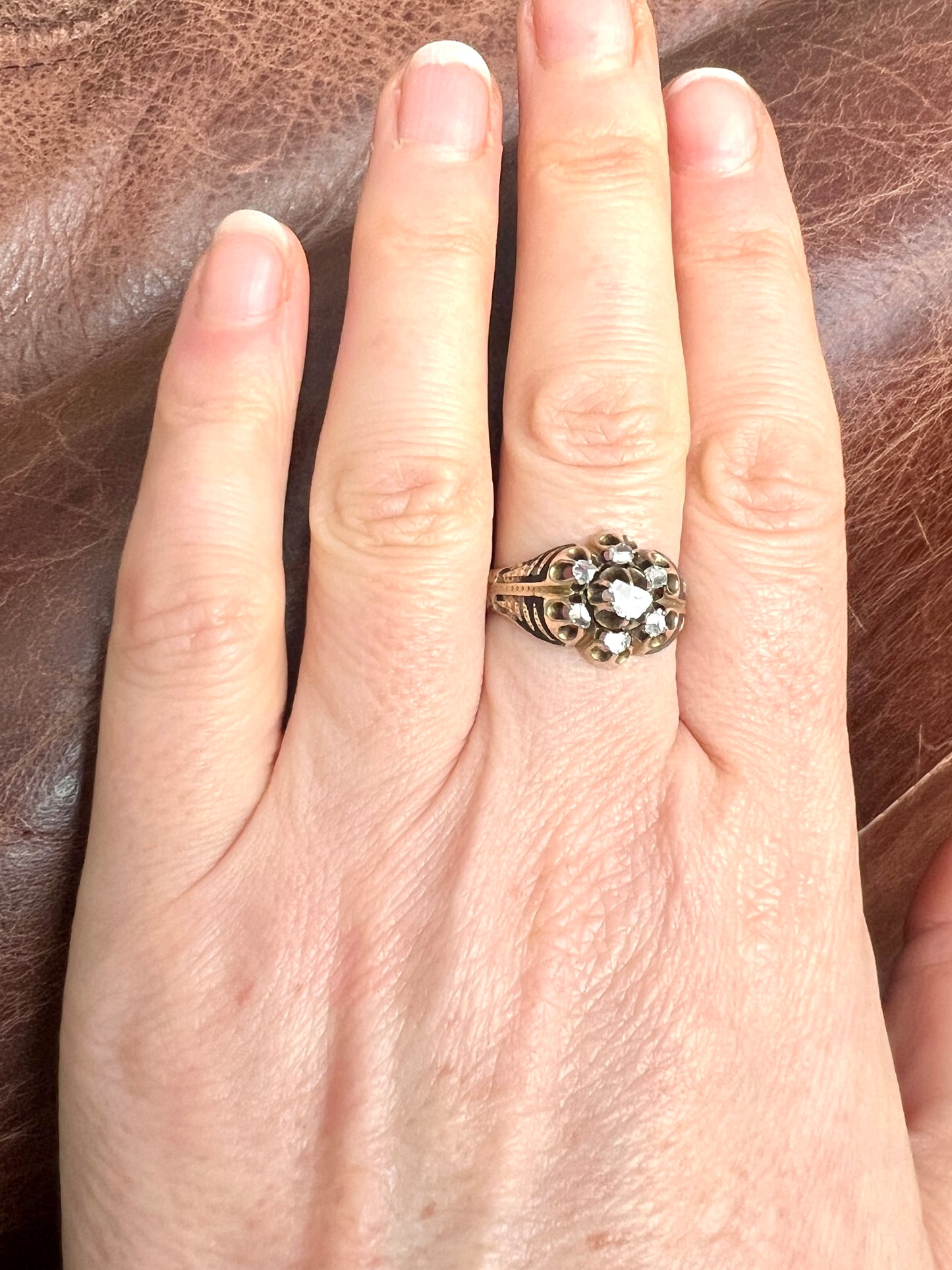 Georgian Rose Cut Diamond Enamel Ring