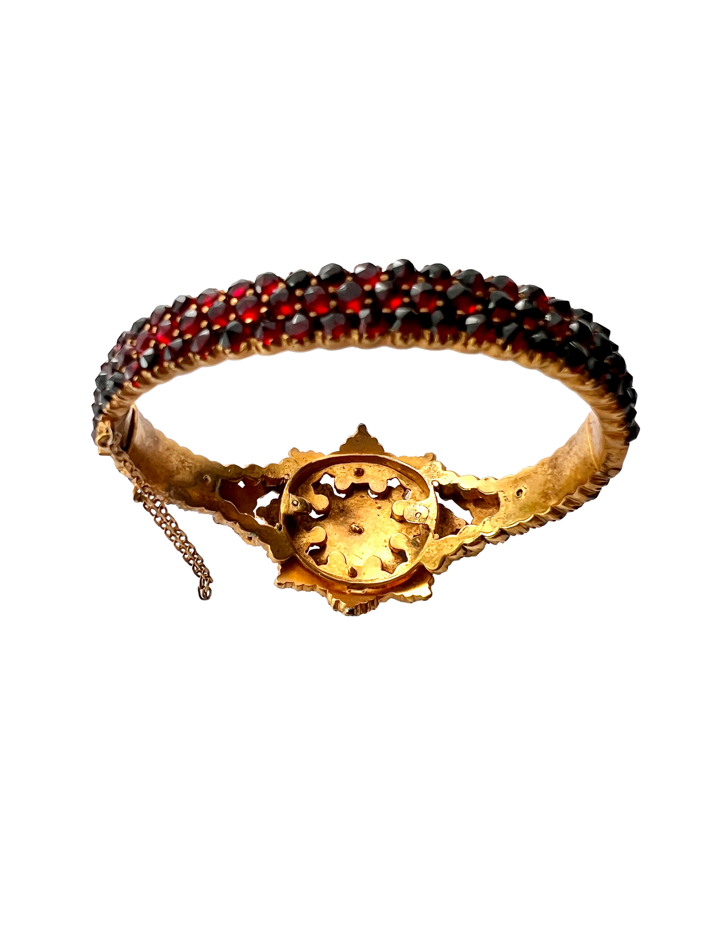 Victorian Bohemian Garnet Starflower Bangle Bracelet