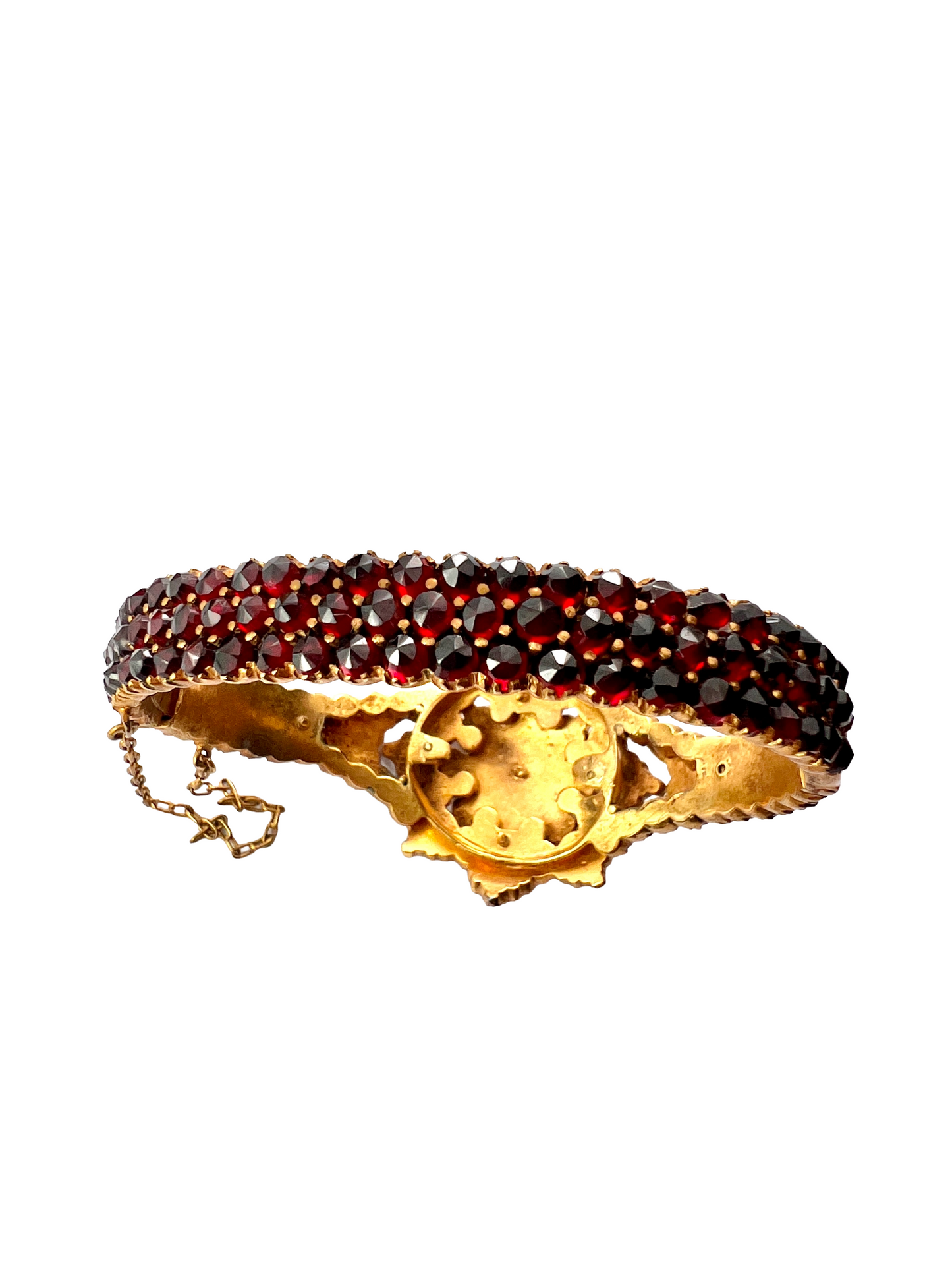 Victorian Bohemian Garnet Starflower Bangle Bracelet