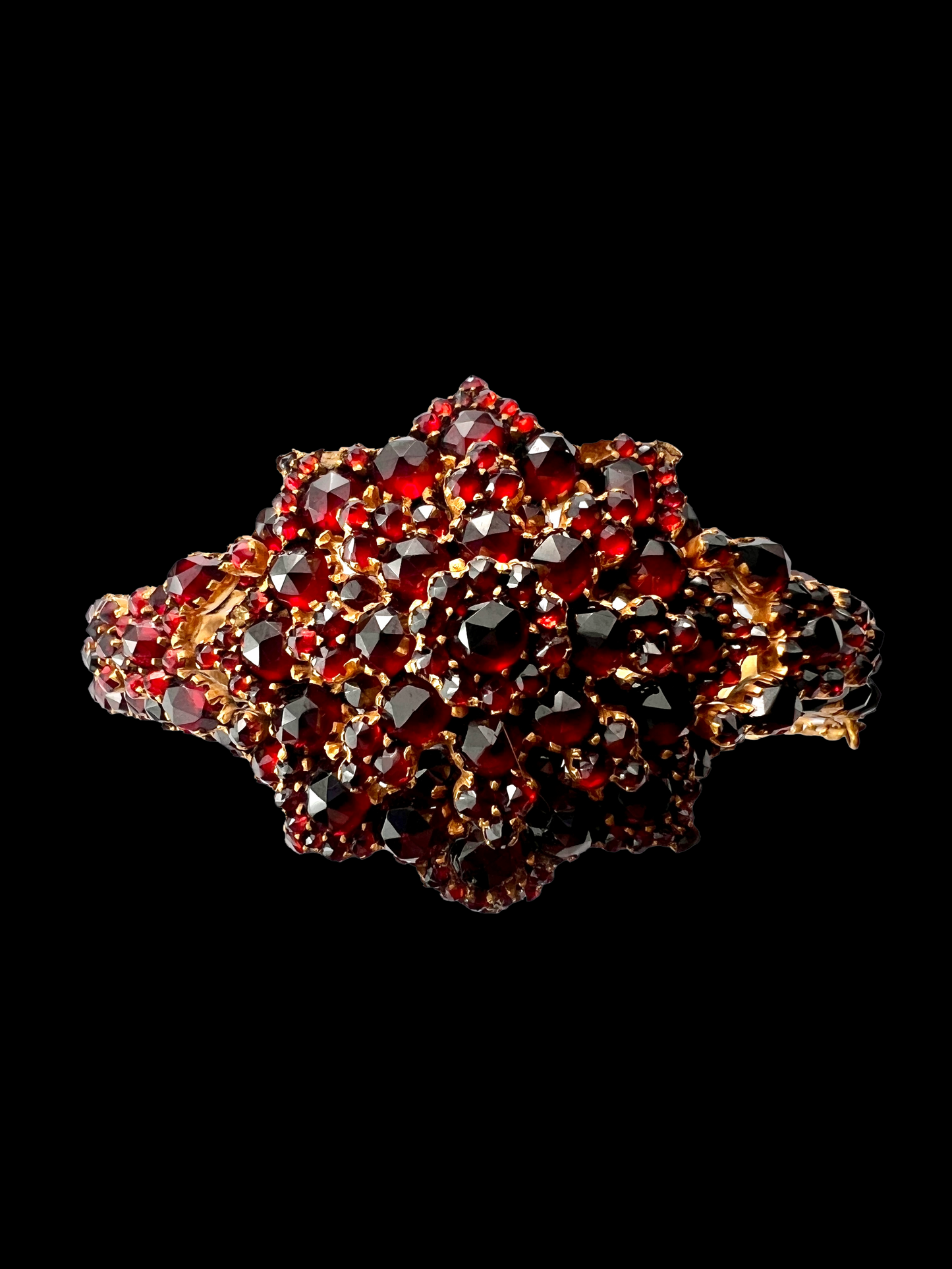 Victorian Bohemian Garnet Starflower Bangle Bracelet