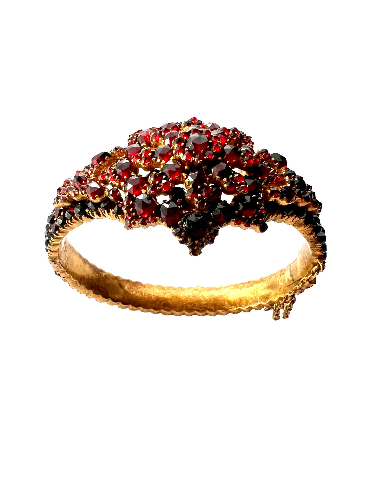 Victorian Bohemian Garnet Starflower Bangle Bracelet
